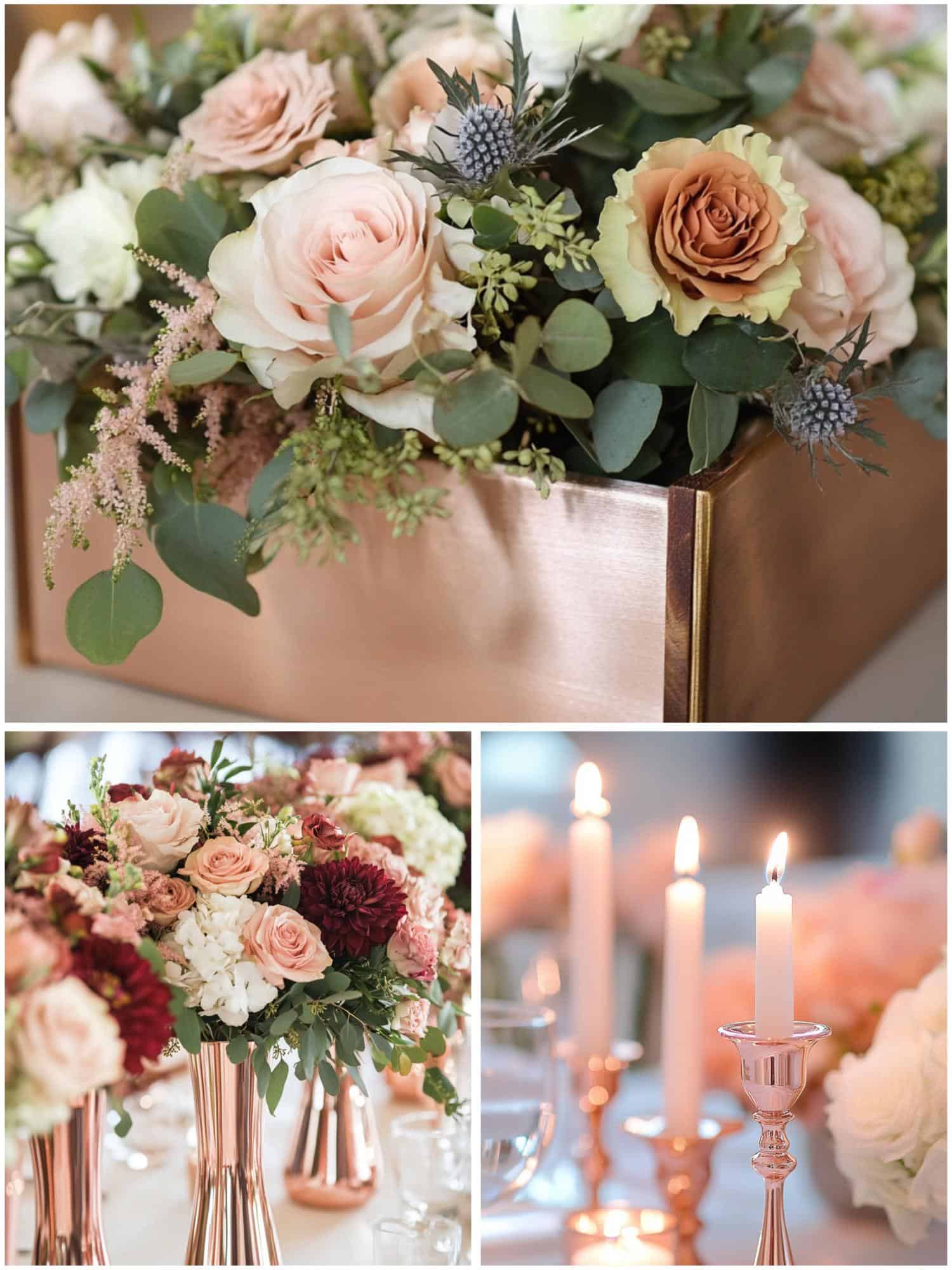 rose gold centerpieces for wedding