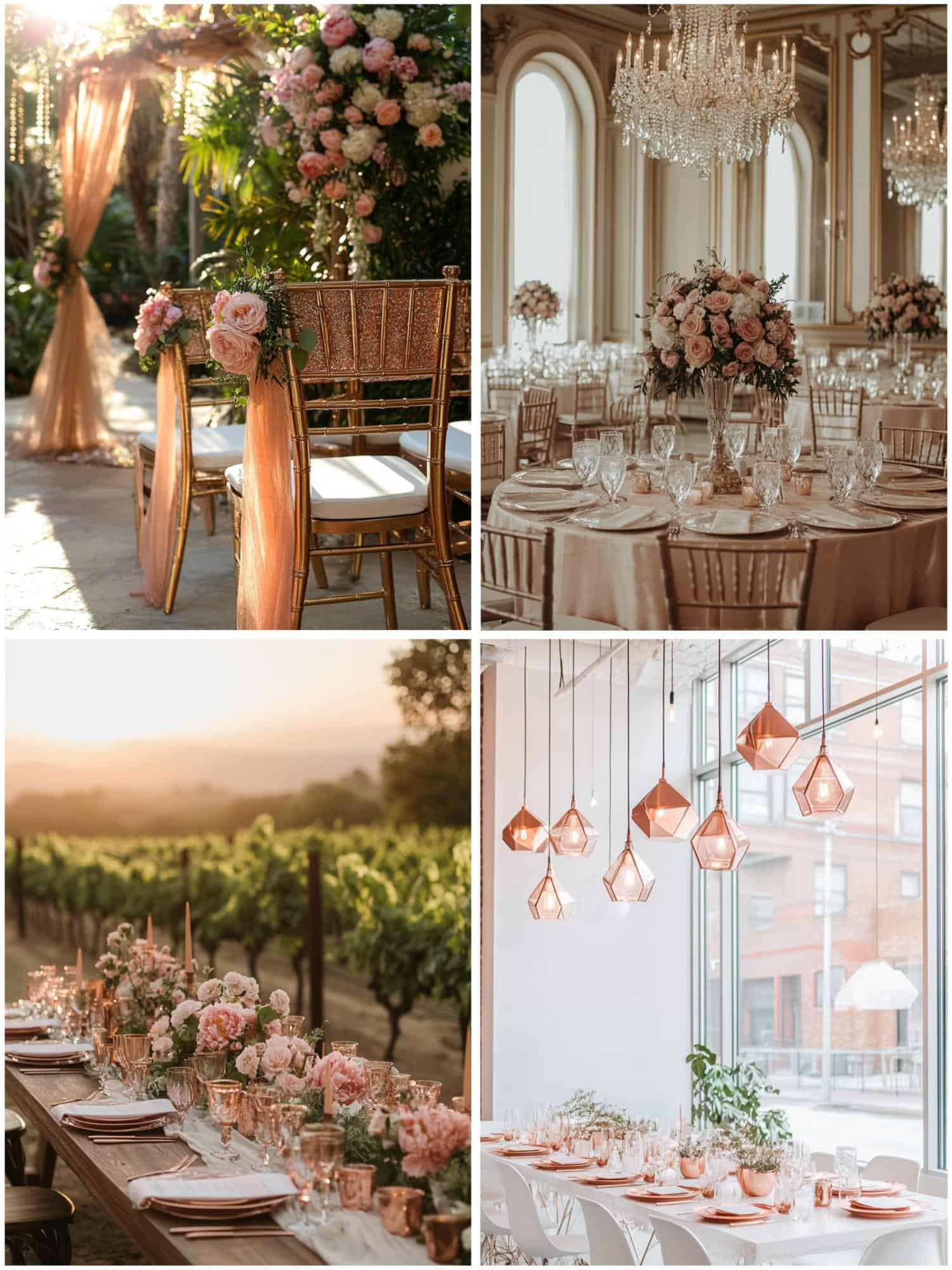 rose gold wedding theme ideas for venue