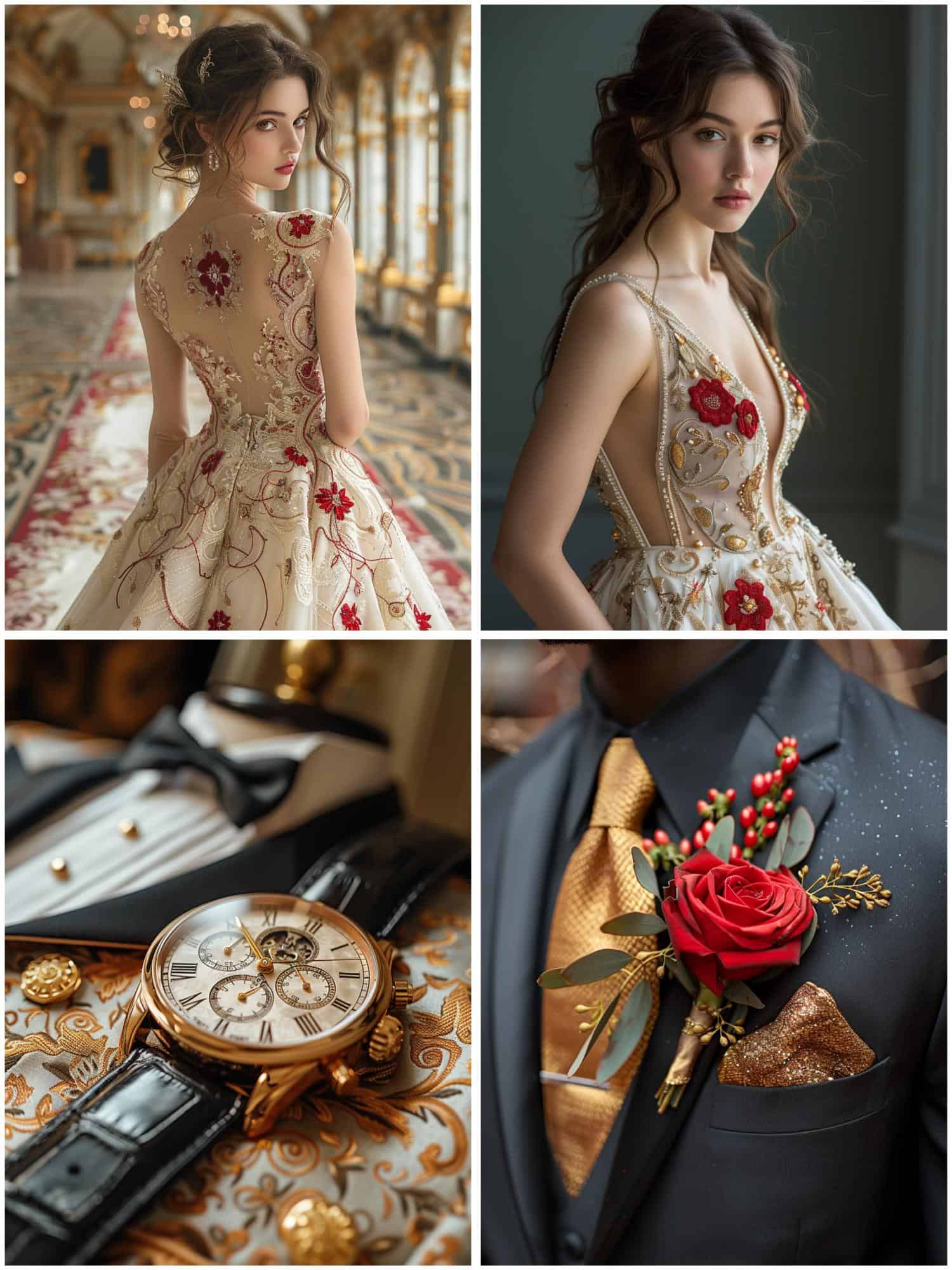 royal red and gold wedding attire ideas