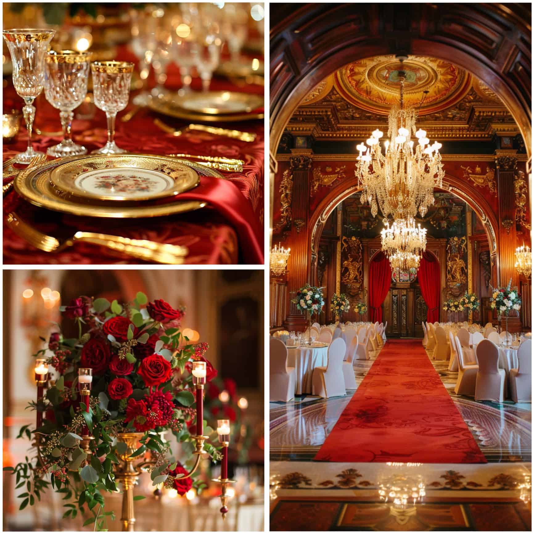 royal red and gold wedding theme ideas for decor