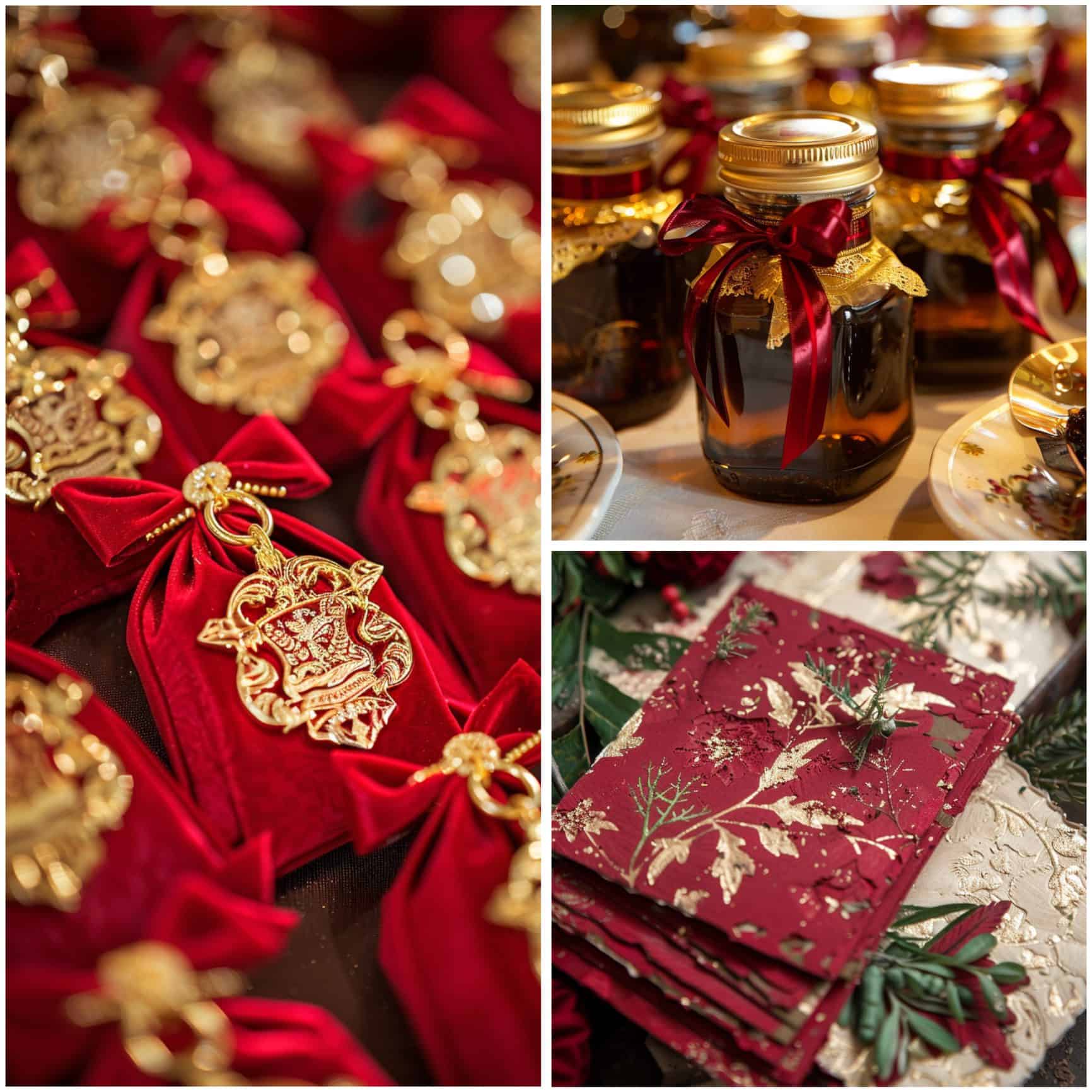 royal red and gold wedding theme ideas for favors