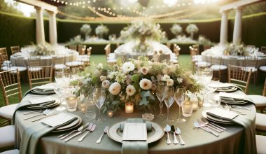 sage green table setting at wedding reception