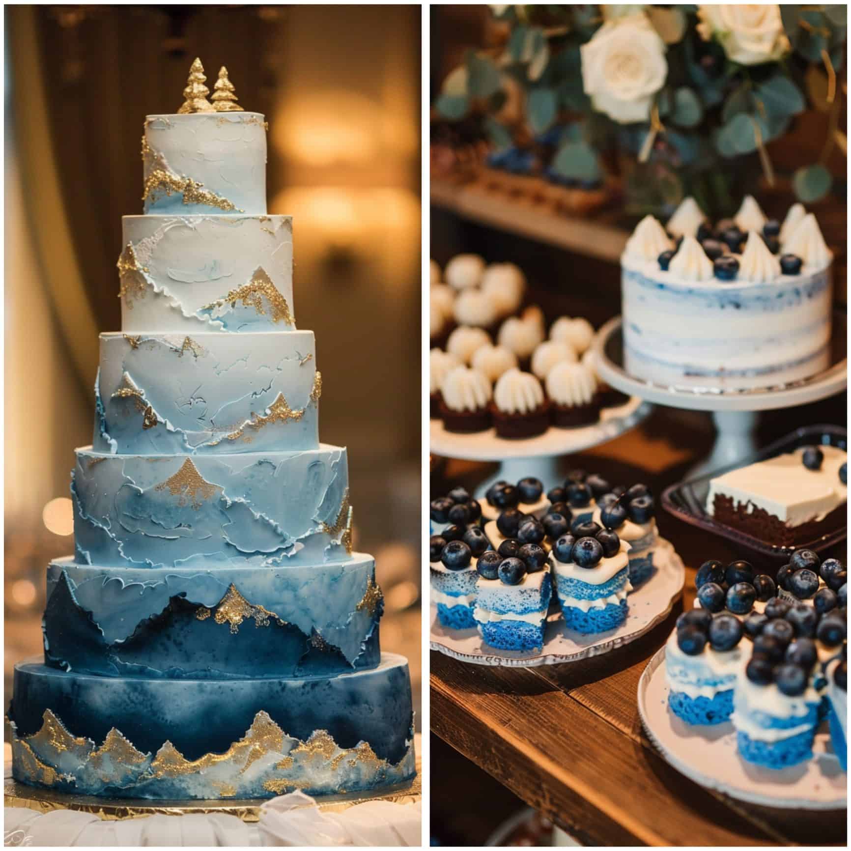 shades of blue wedding theme ideas for cake