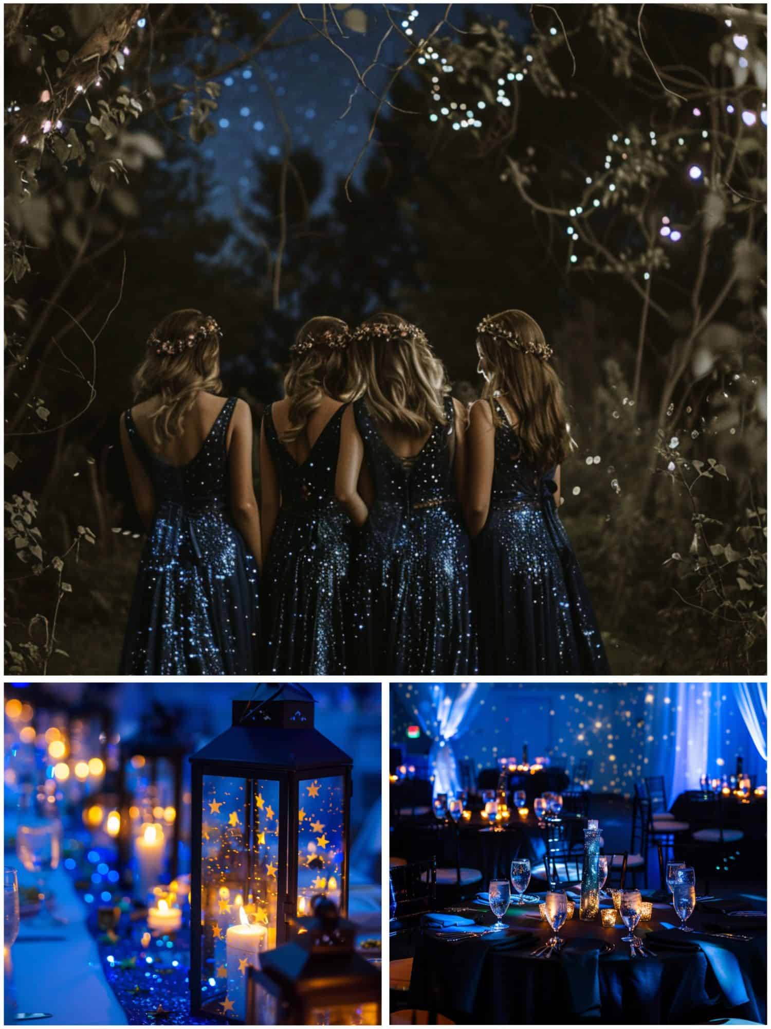 starry night-inspired dark blue wedding