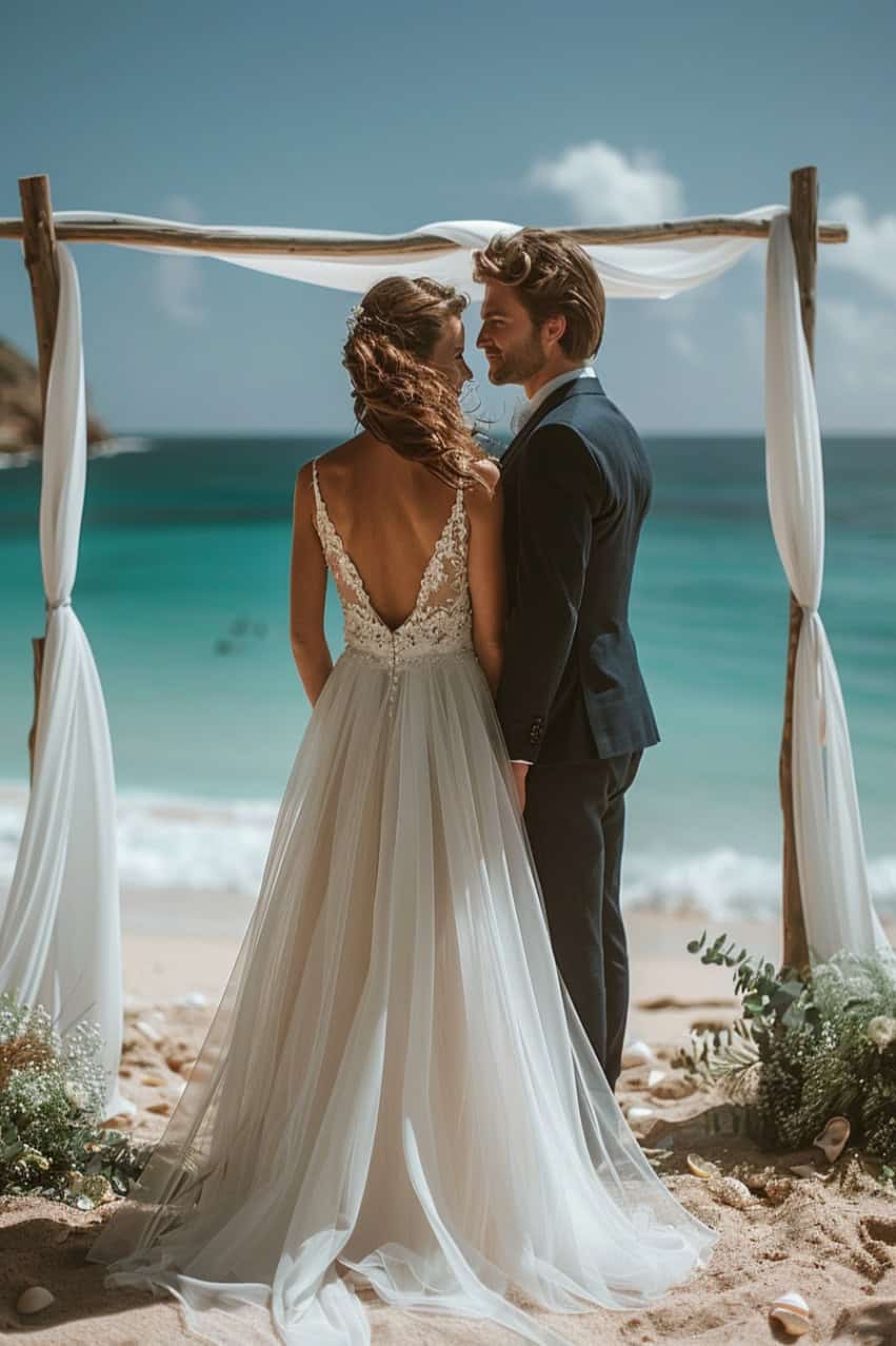 summer beachside wedding ceremony