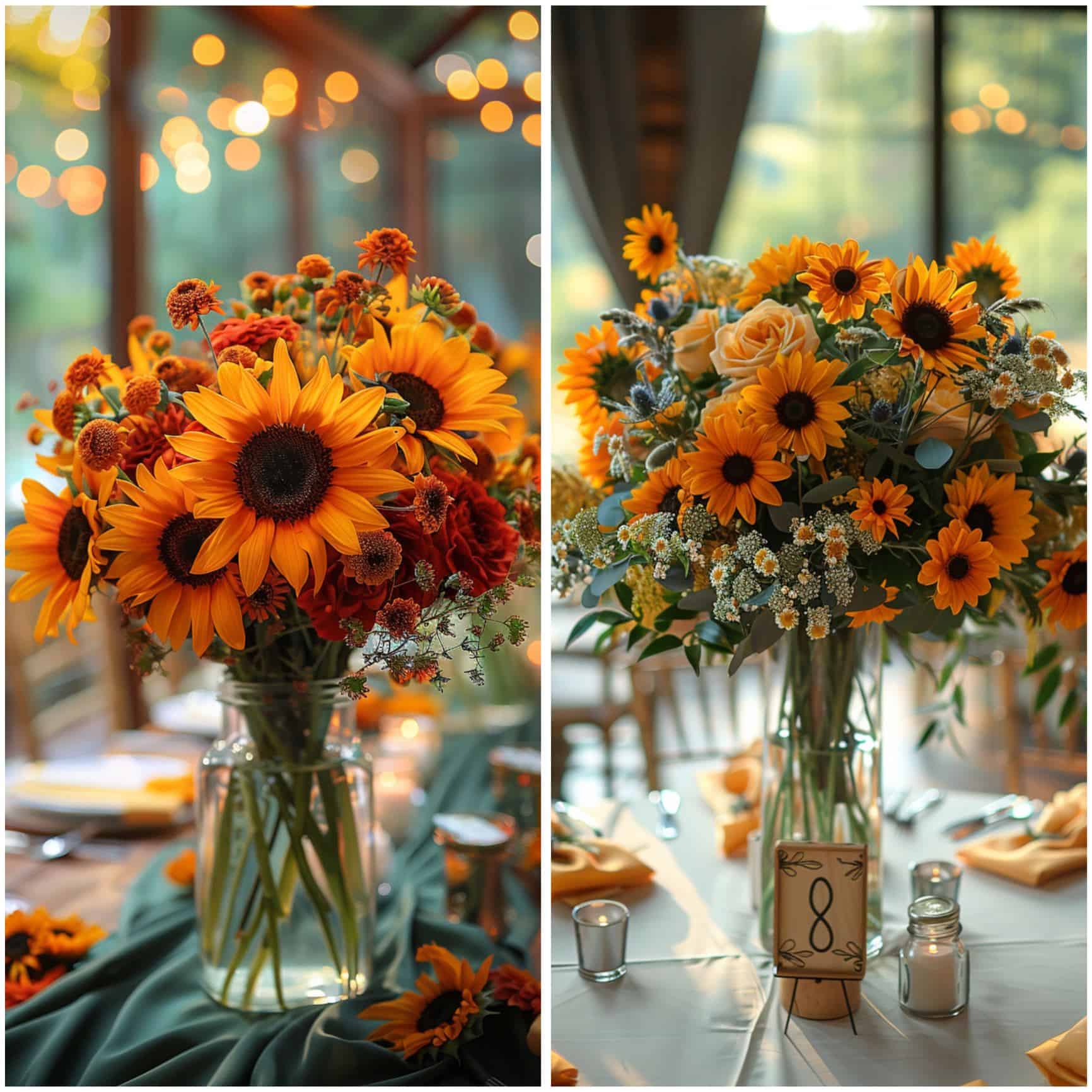 sunflower arrangements as centerpiece