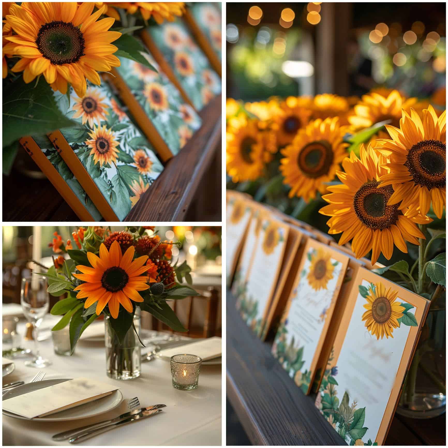 sunflower-themed wedding stationery