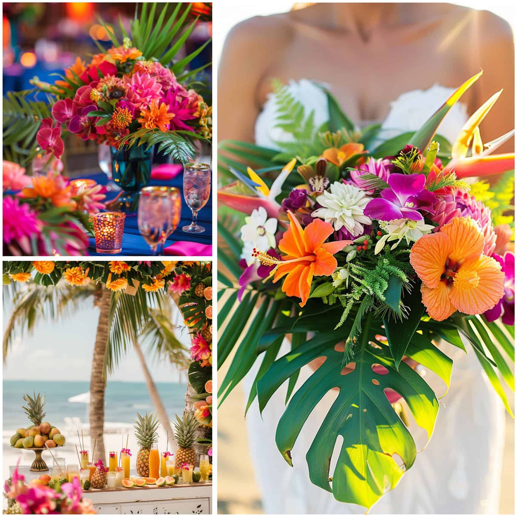 tropical-themed summer wedding