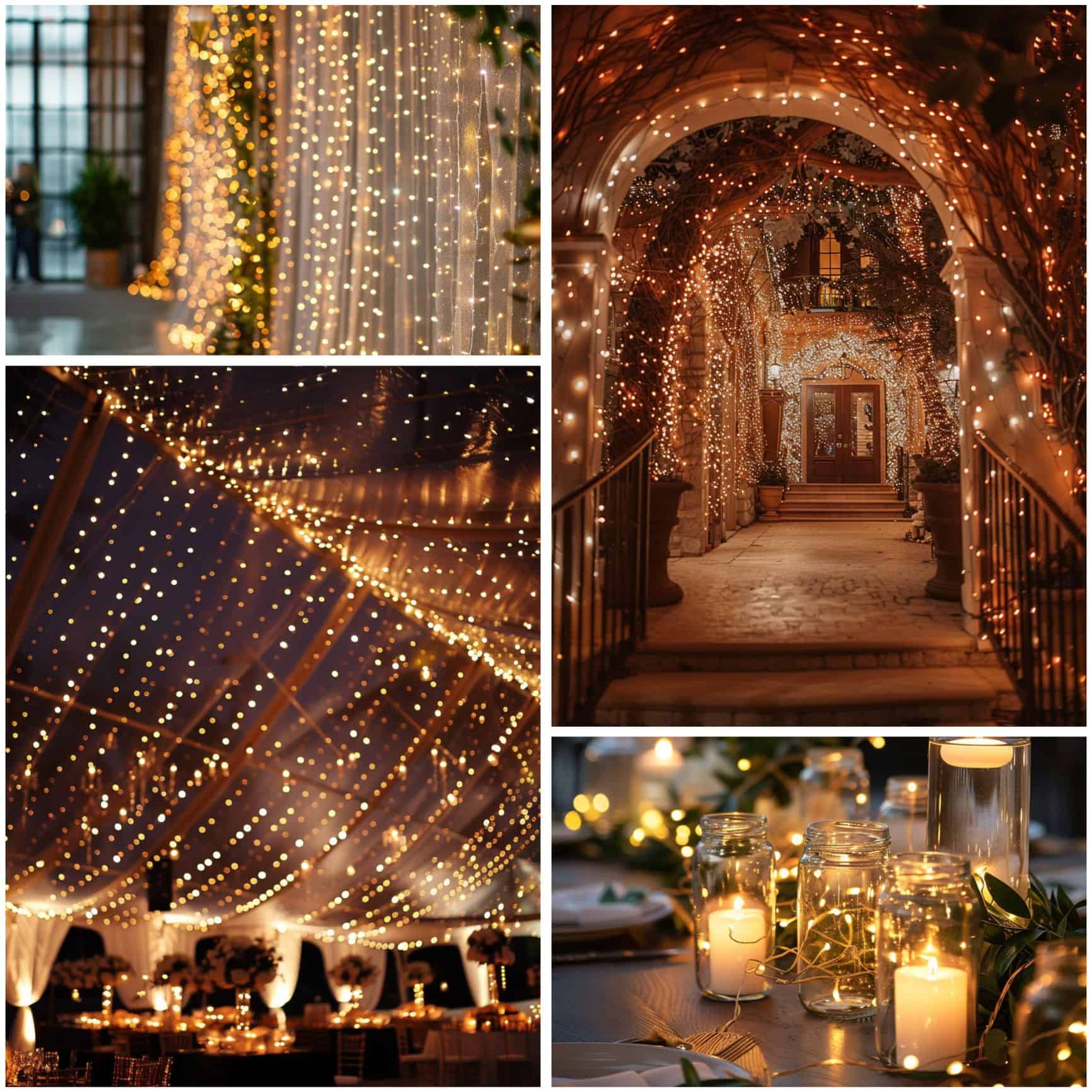 twinkling lights for a christmas-themed wedding