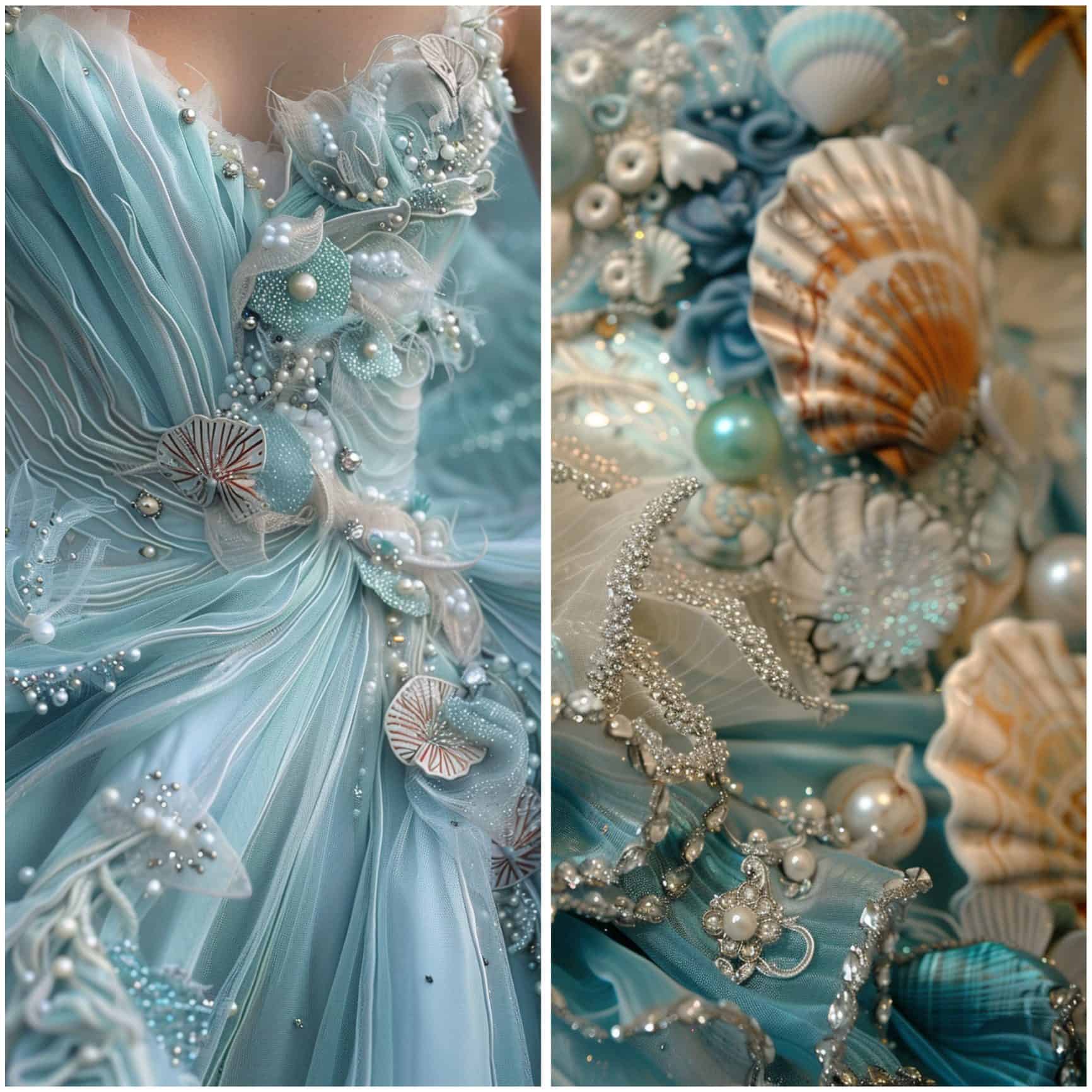 under the sea-themed bridal attire