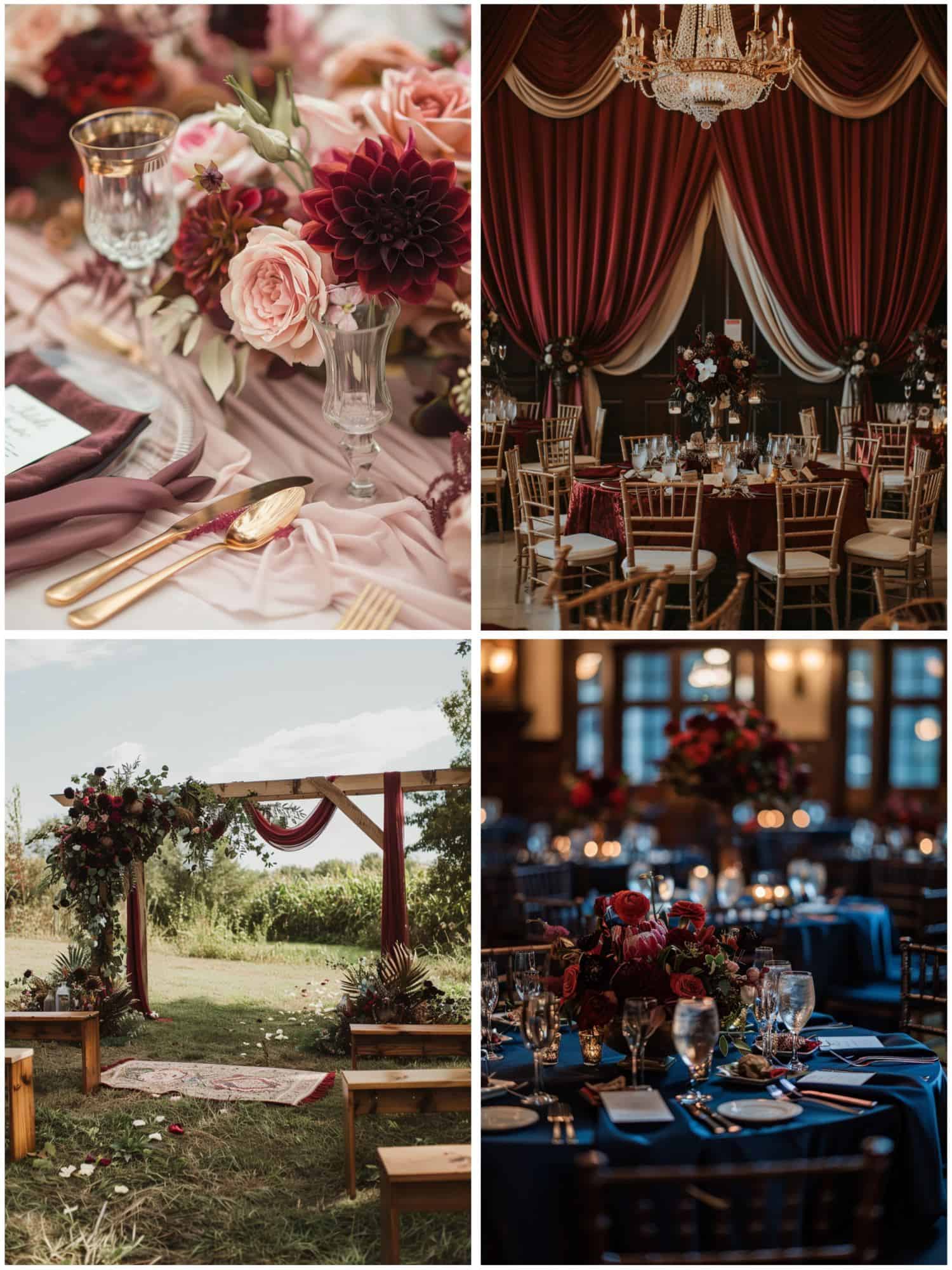 various color palettes with burgundy