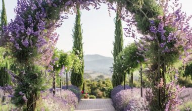 wedding arch with lavender details