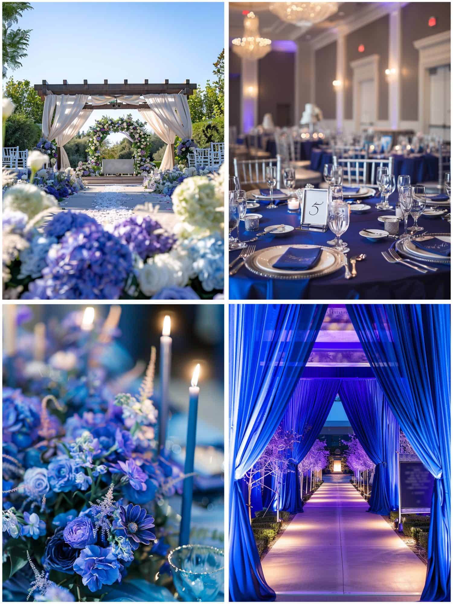 wedding decor in royal blue