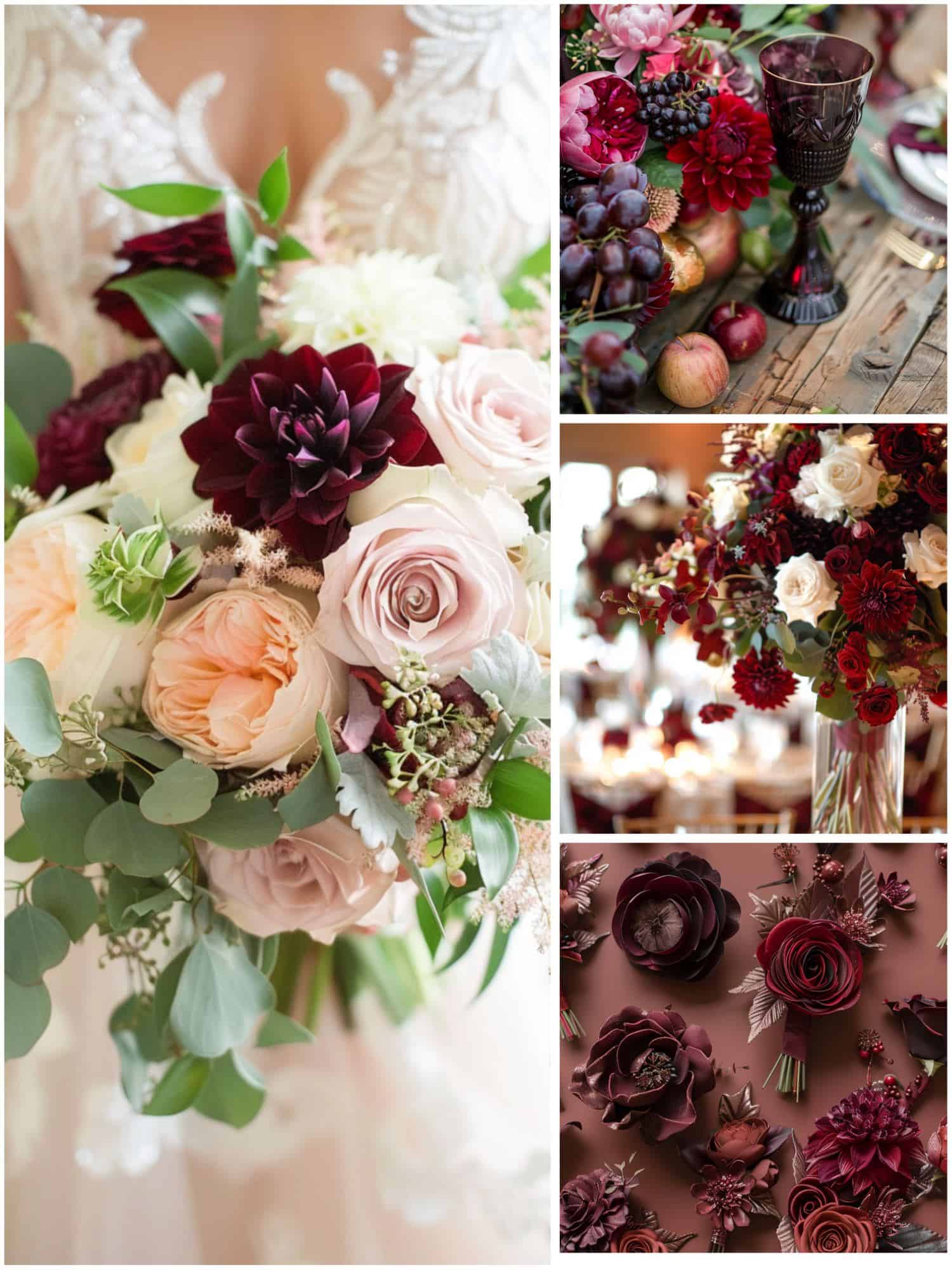 wedding flowers in burgundy