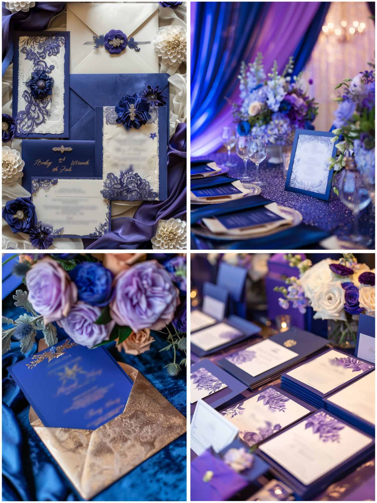 wedding stationery in royal blue
