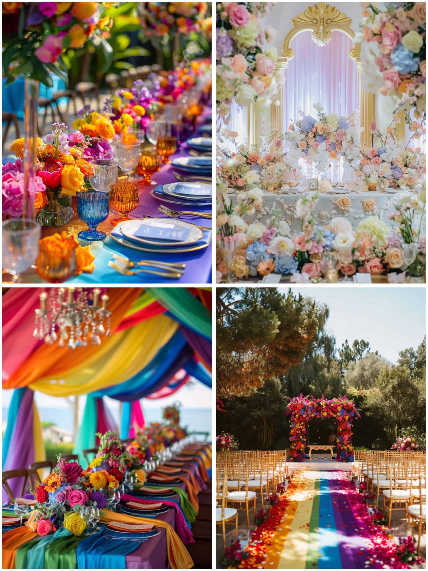 wedding with a rainbow color palette