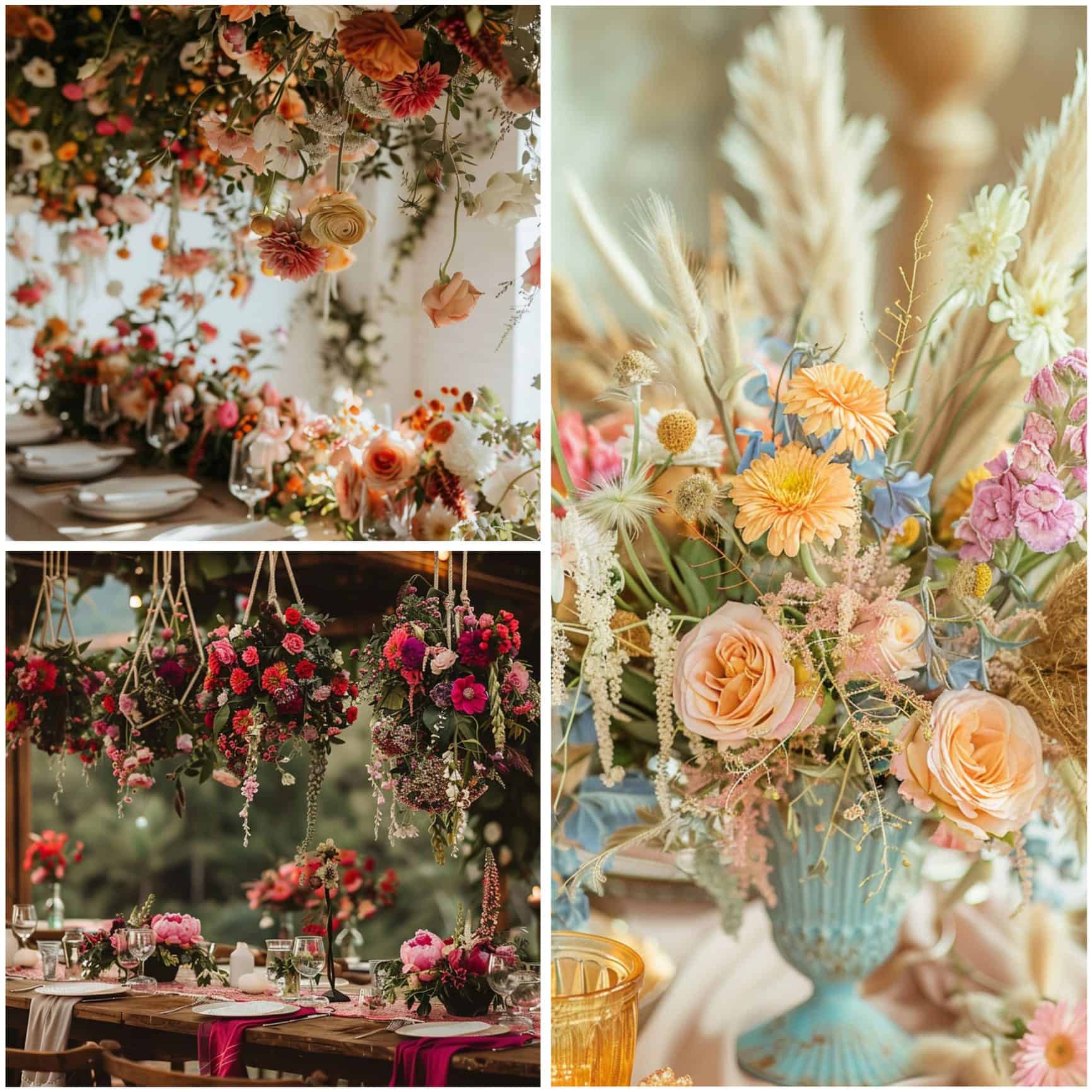 whimsical floral arrangements for a boho wedding