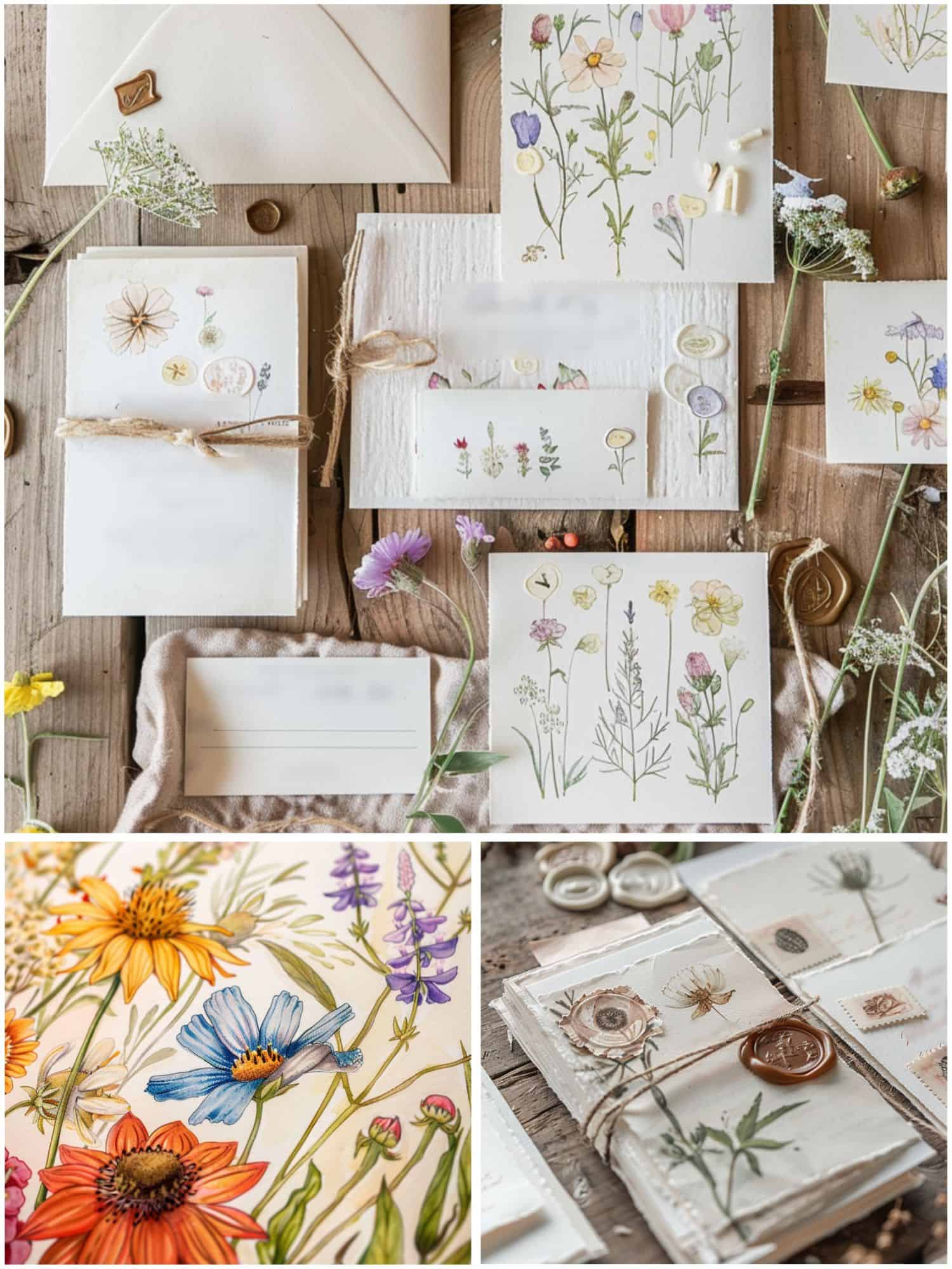 wildflower-inspired wedding stationery