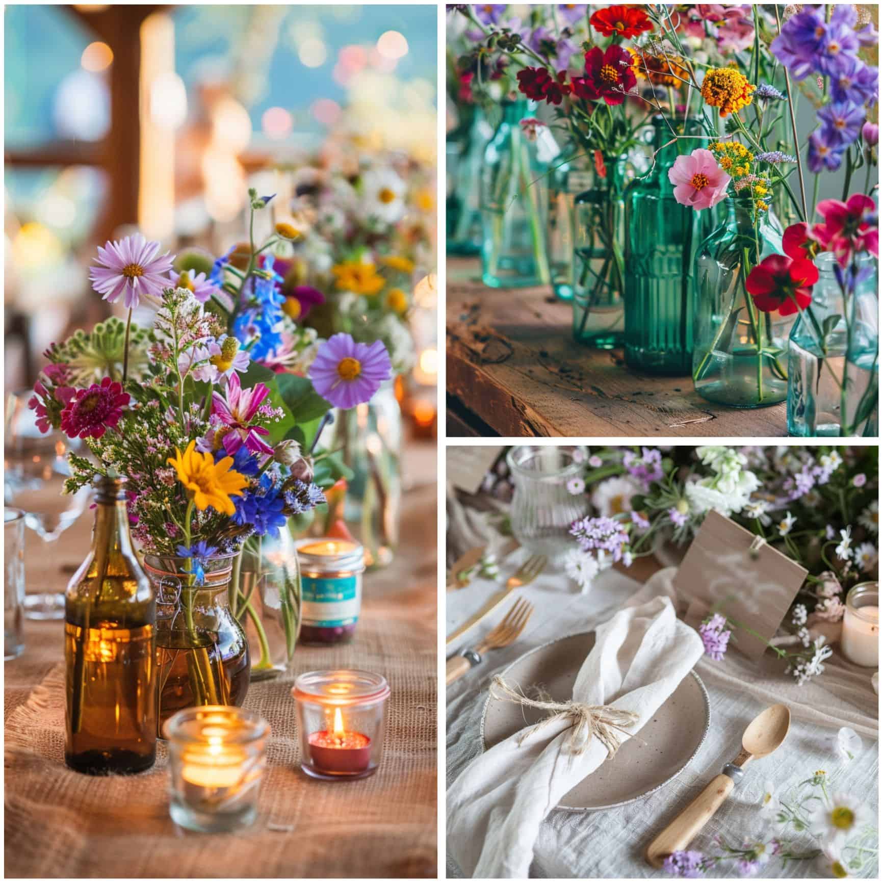 wildflower wedding theme ideas for table setting