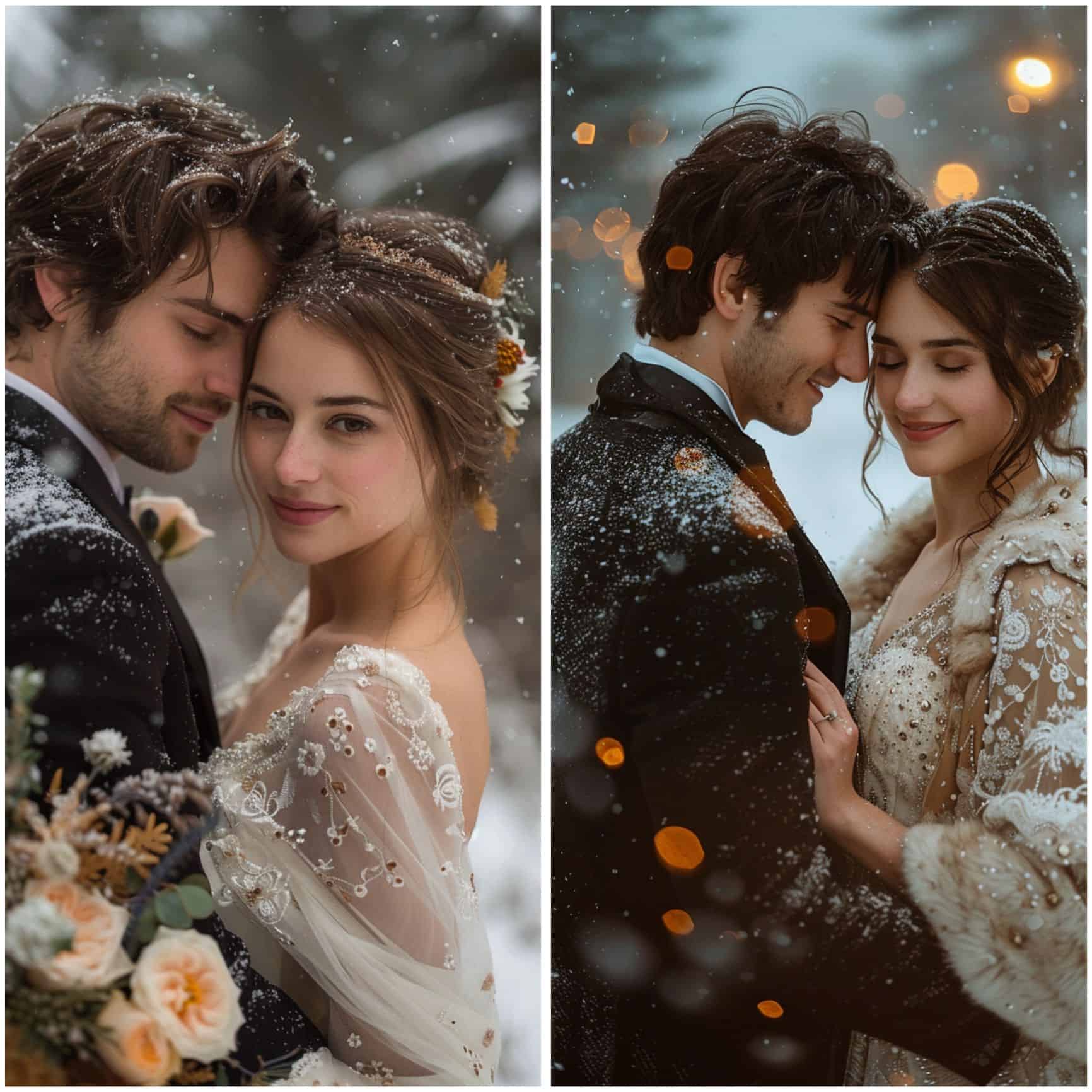 winter wedding photography in the snow