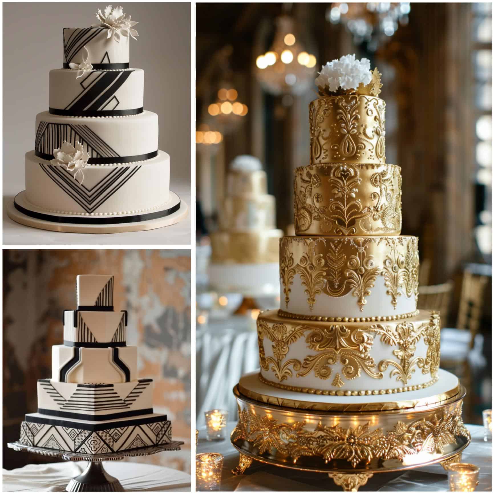 1920s art deco-style wedding cakes