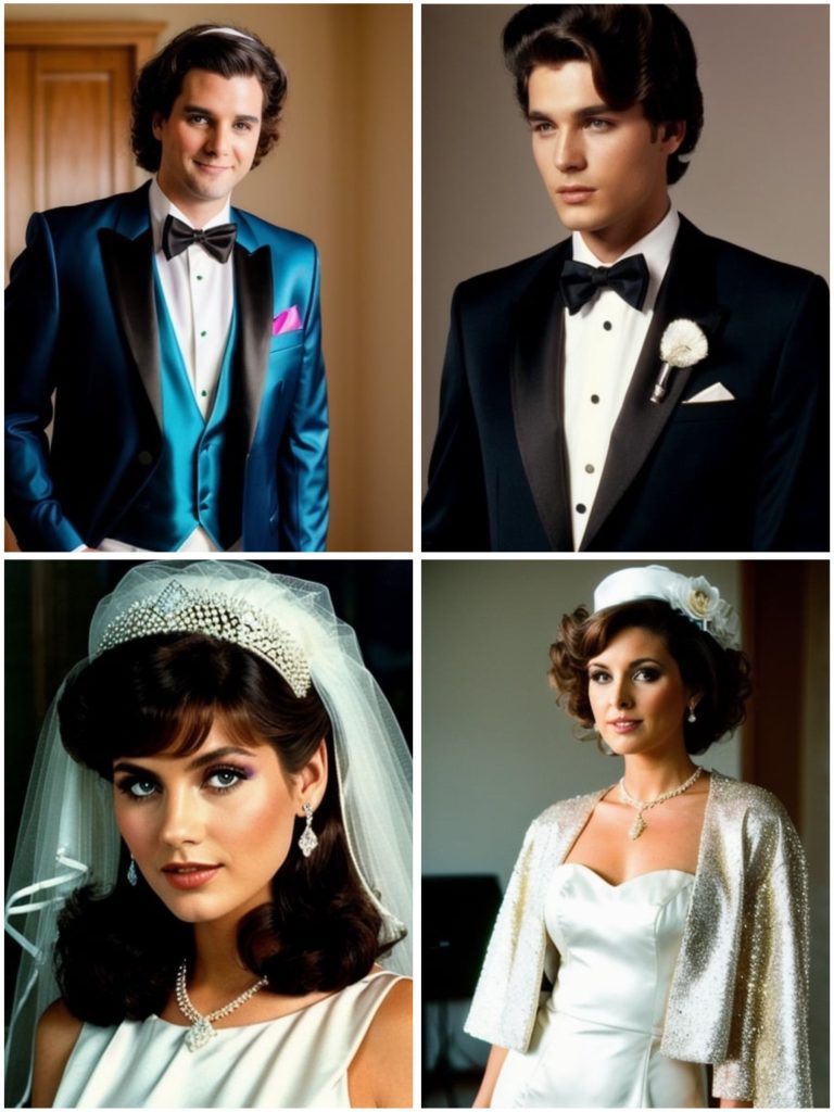 1980s inspired wedding attire