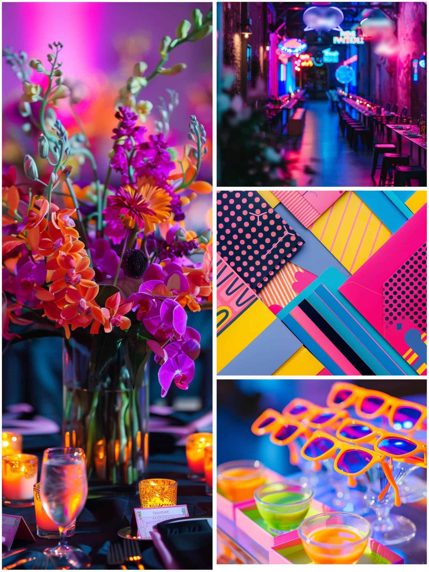 80s wedding with a neon motif
