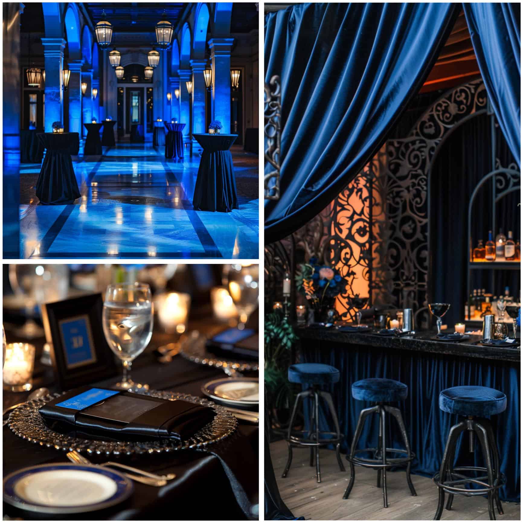 black and blue wedding theme ideas for reception