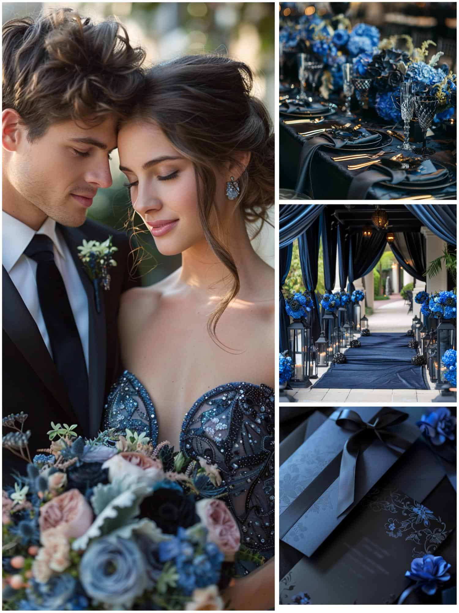 black and blue wedding theme ideas