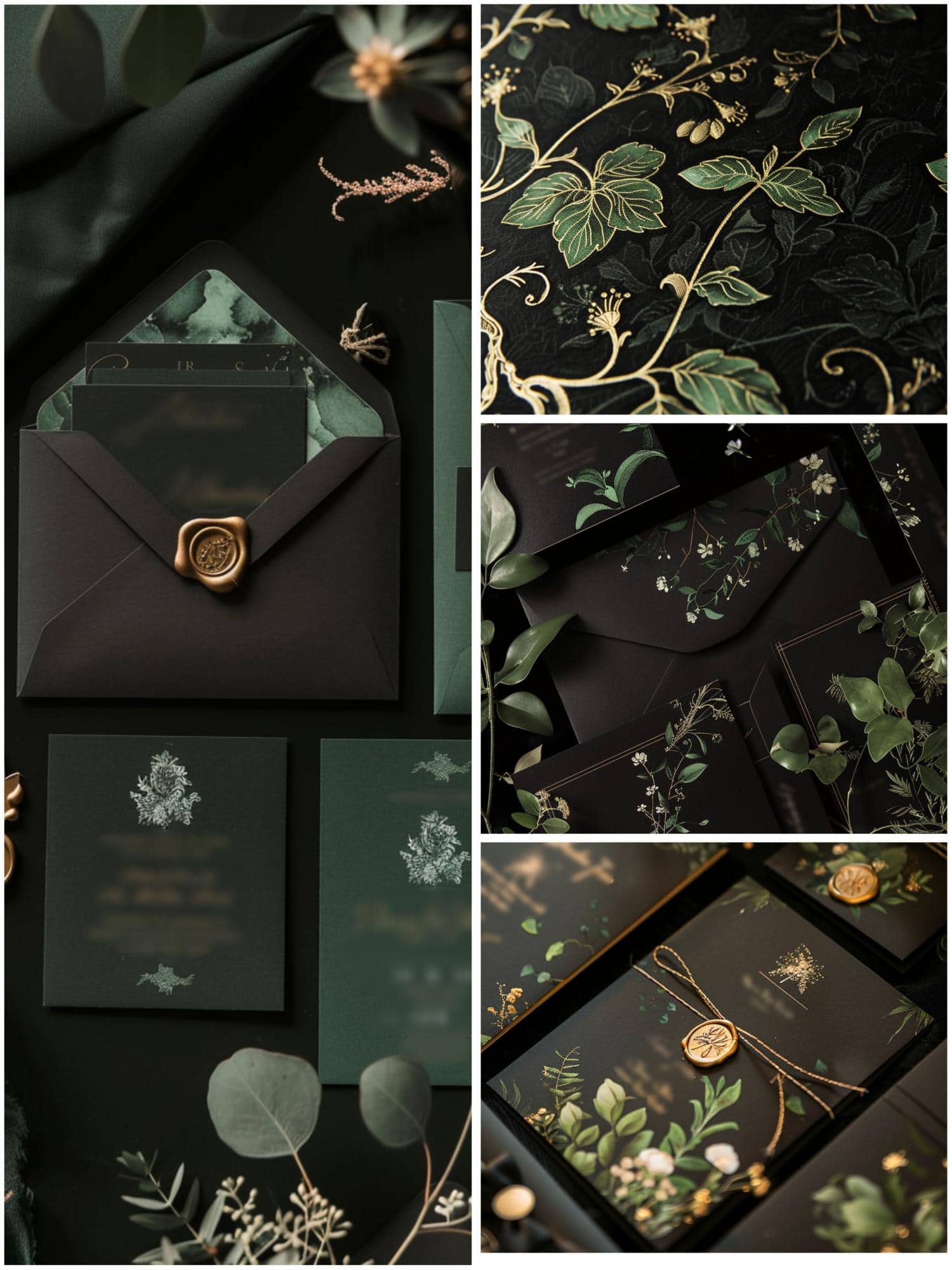 black and green wedding theme ideas for stationery