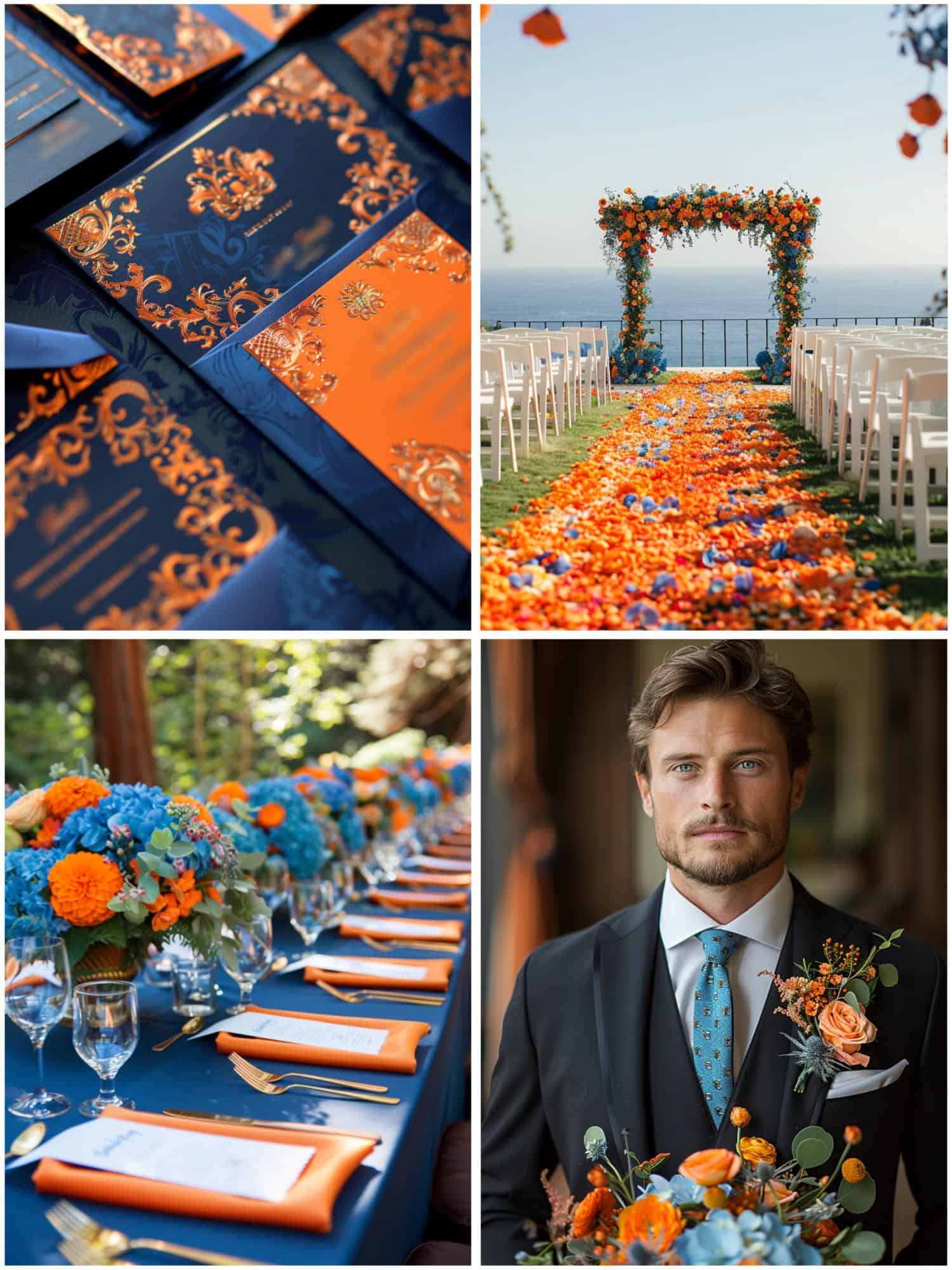 blue and orange wedding theme ideas