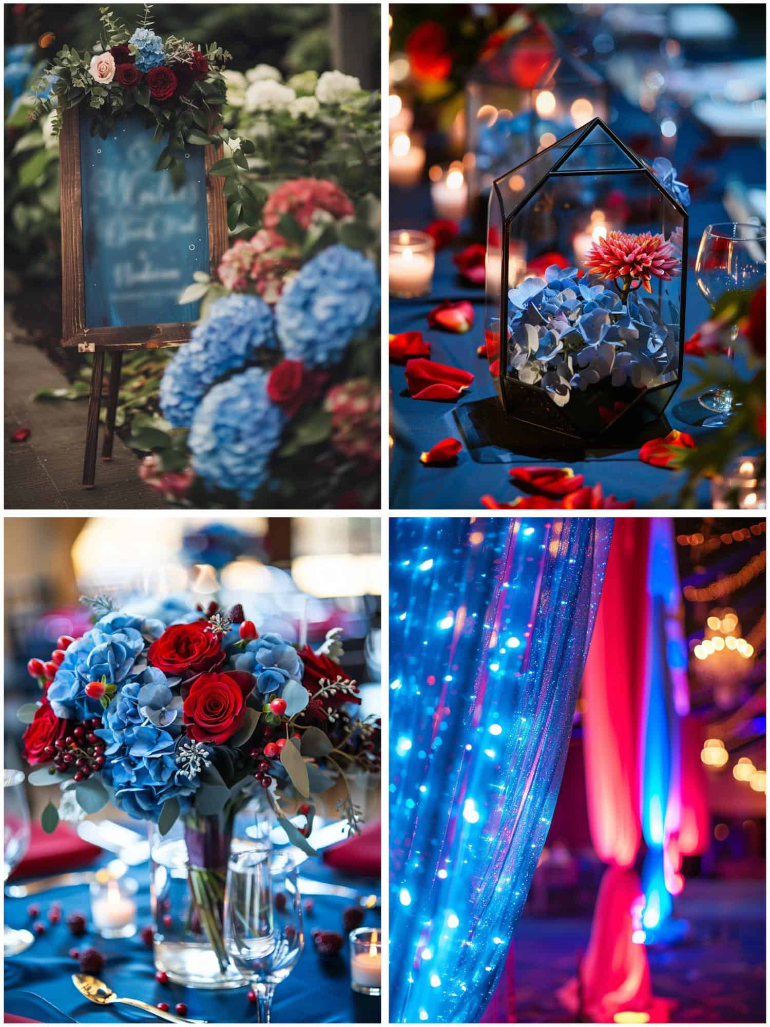 blue and red wedding theme ideas for decor