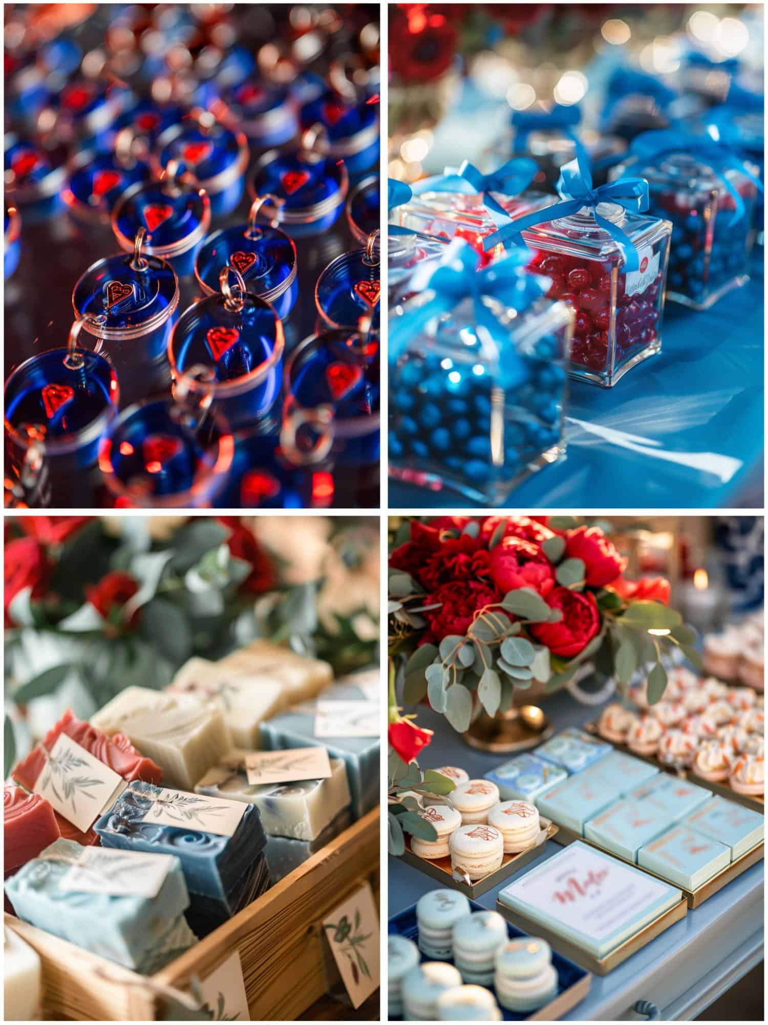 blue and red wedding theme ideas for favors