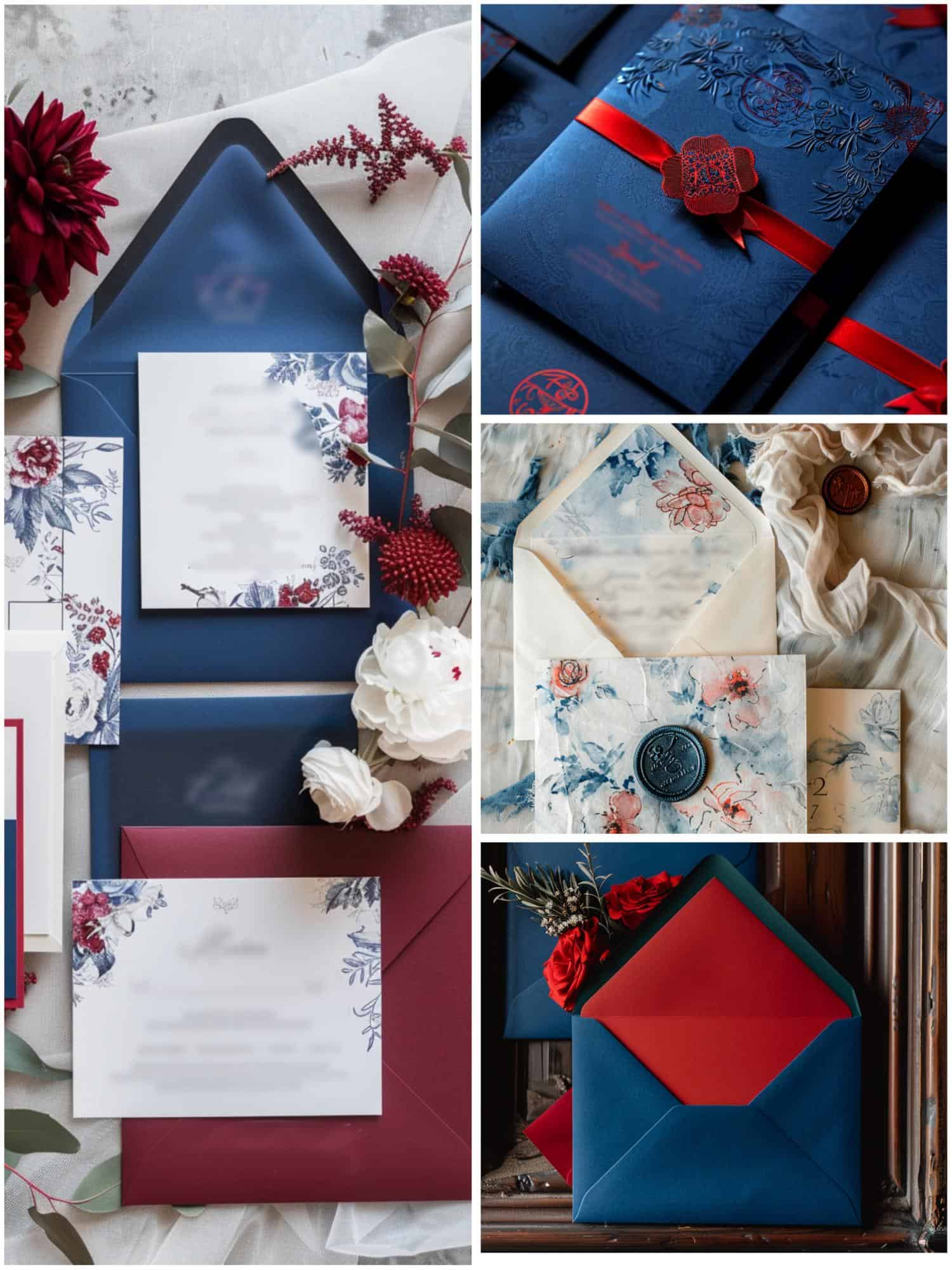 blue and red wedding theme ideas for invitations