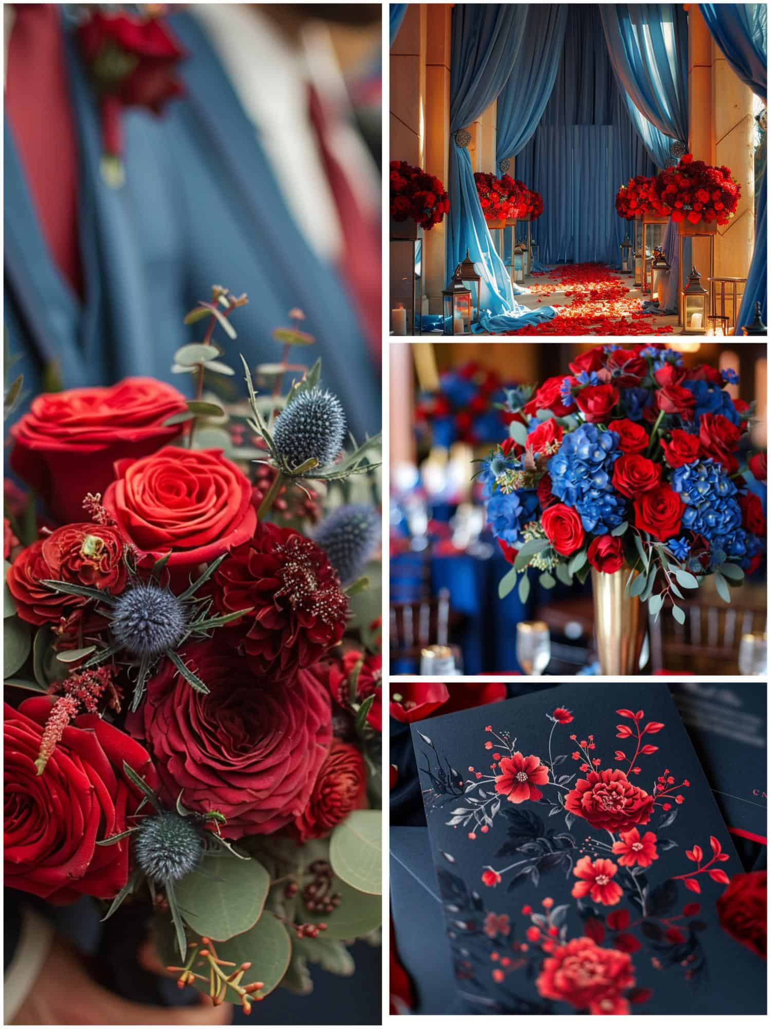 blue and red wedding theme ideas