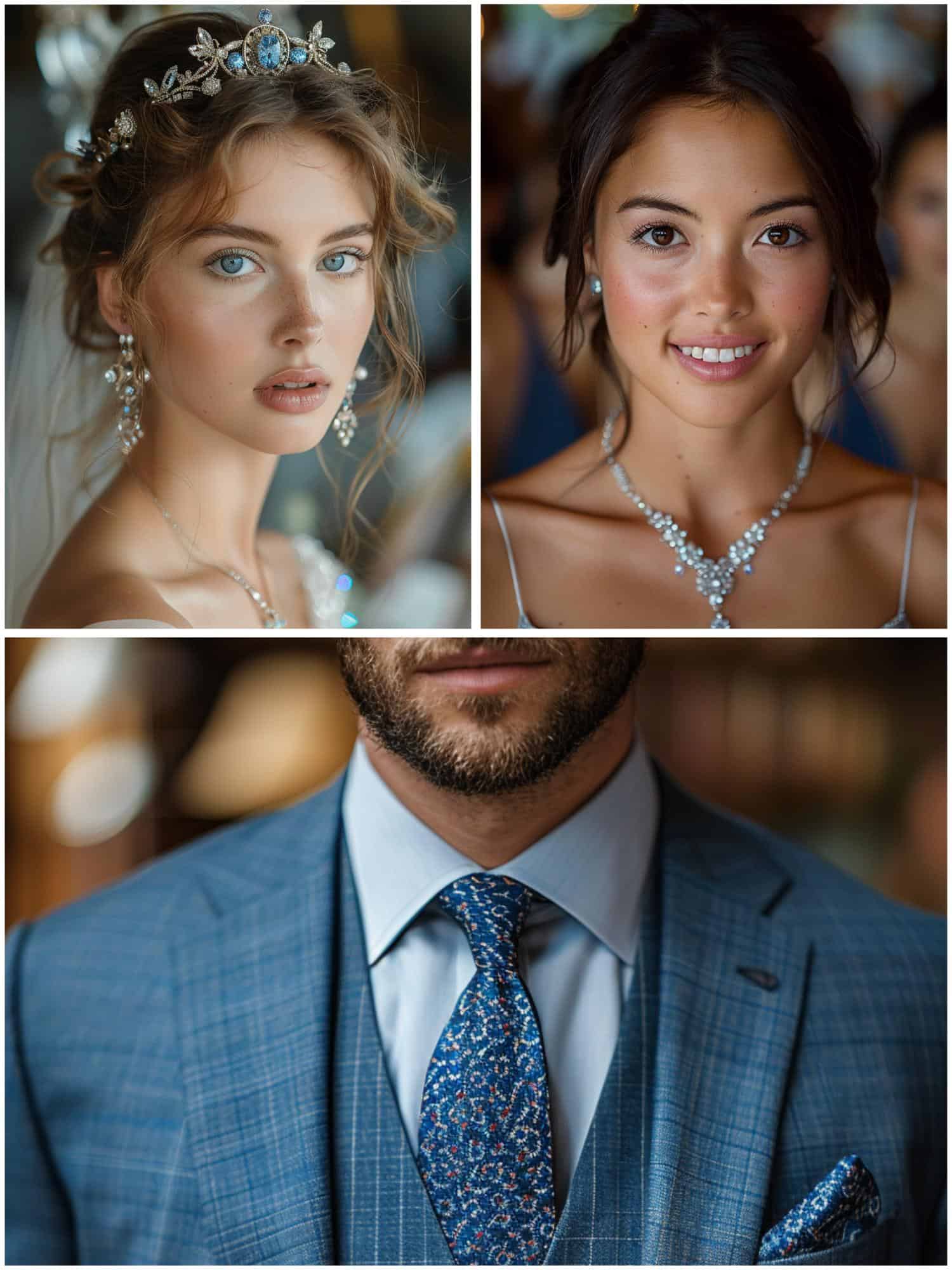 blue and silver wedding theme ideas for attire
