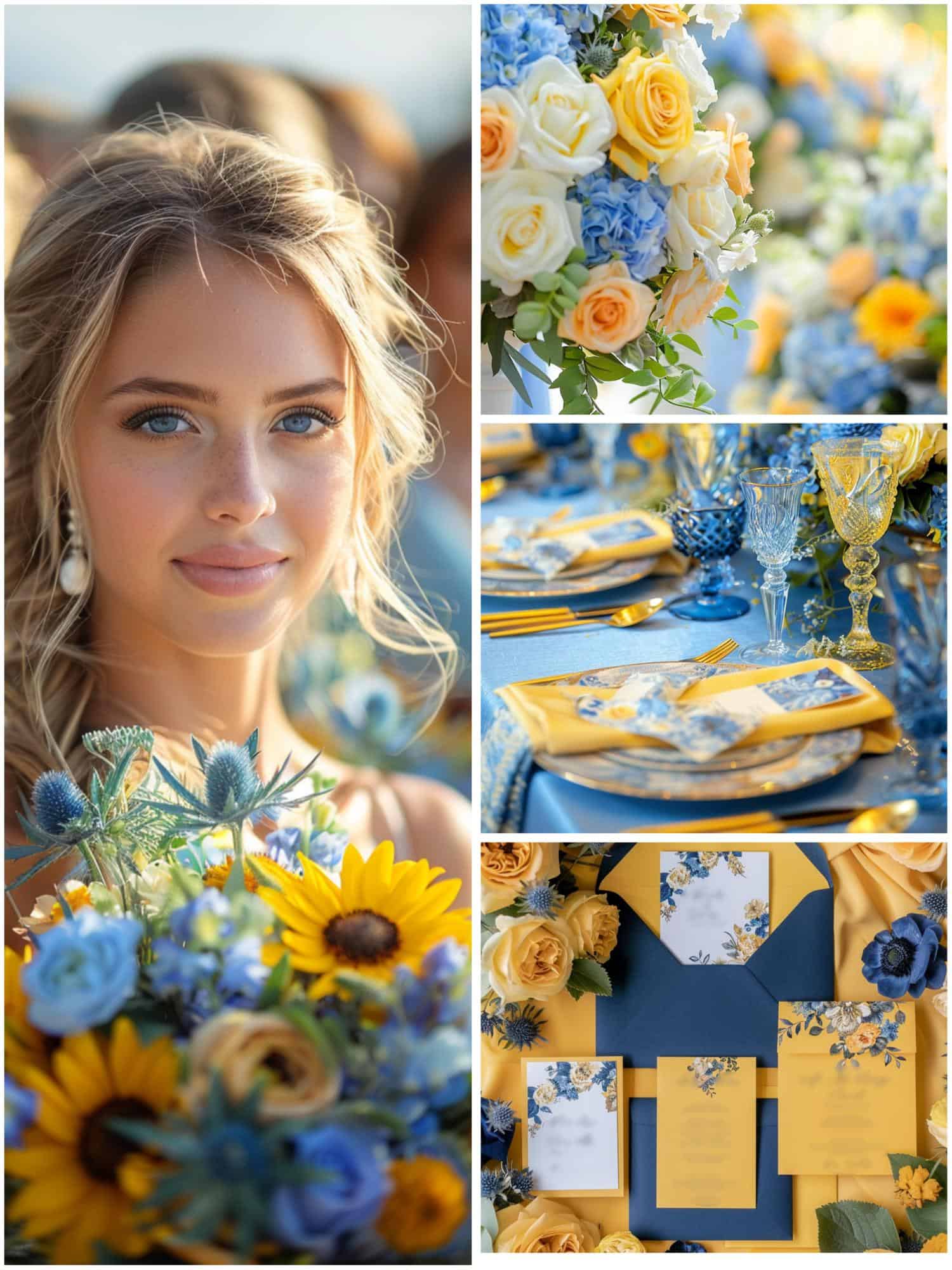 blue and yellow wedding color palettes