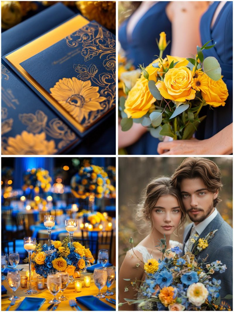 Cheerful Blue and Yellow Wedding Color Palette Theme Ideas