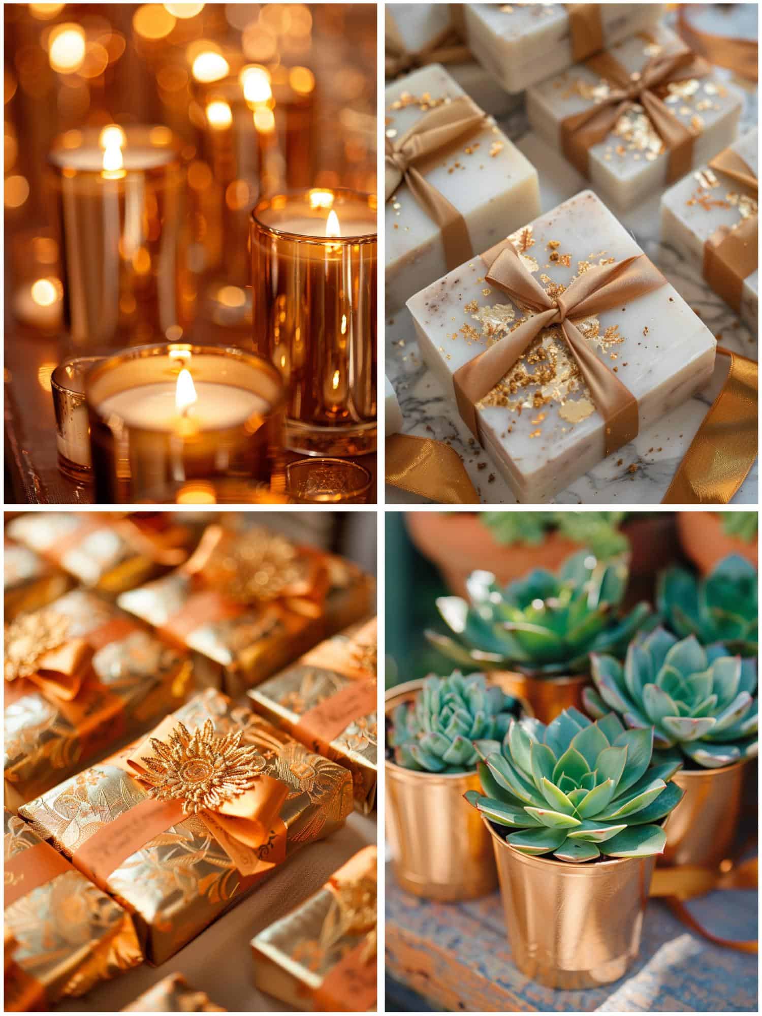 burnt orange and gold wedding favor ideas