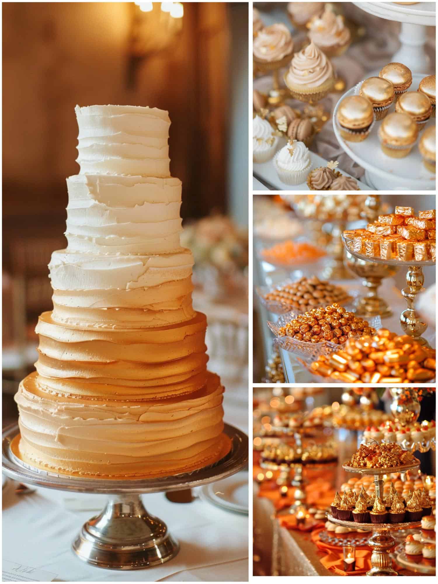 burnt orange and gold wedding theme ideas for dessert