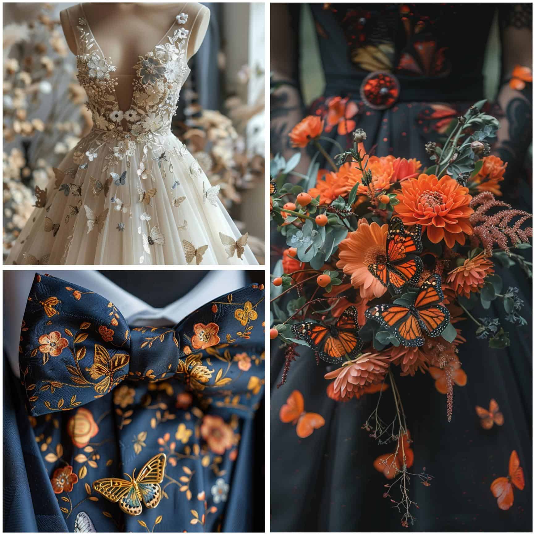 butterfly-inspired wedding attire