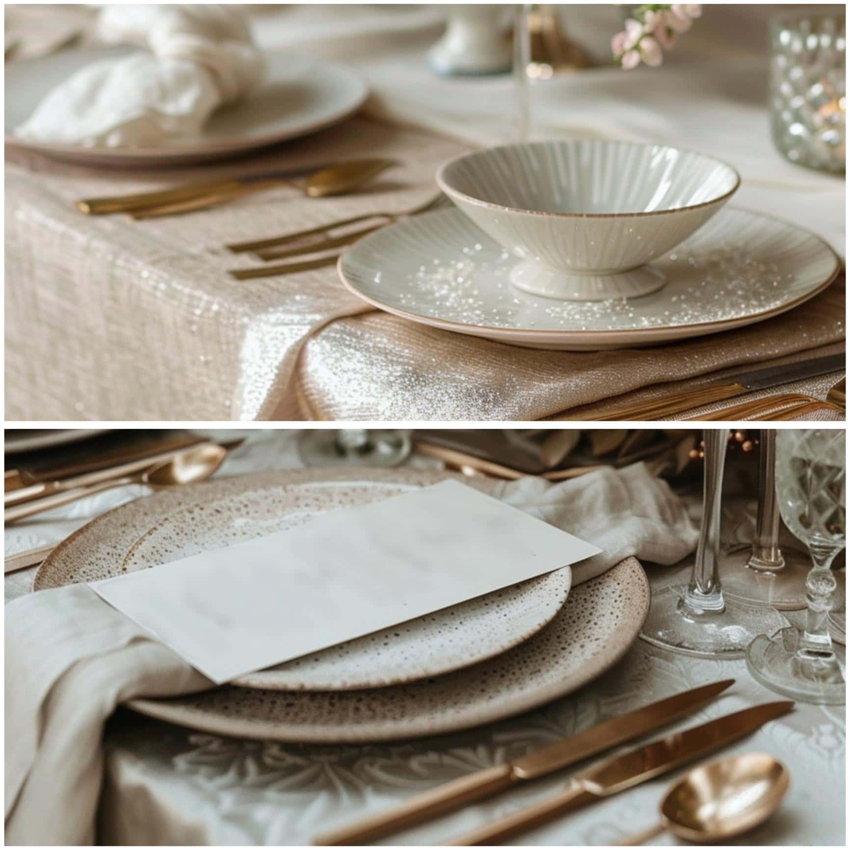 champagne wedding table settings