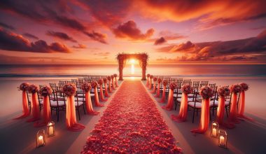 coral-themed beachside wedding ceremony venue