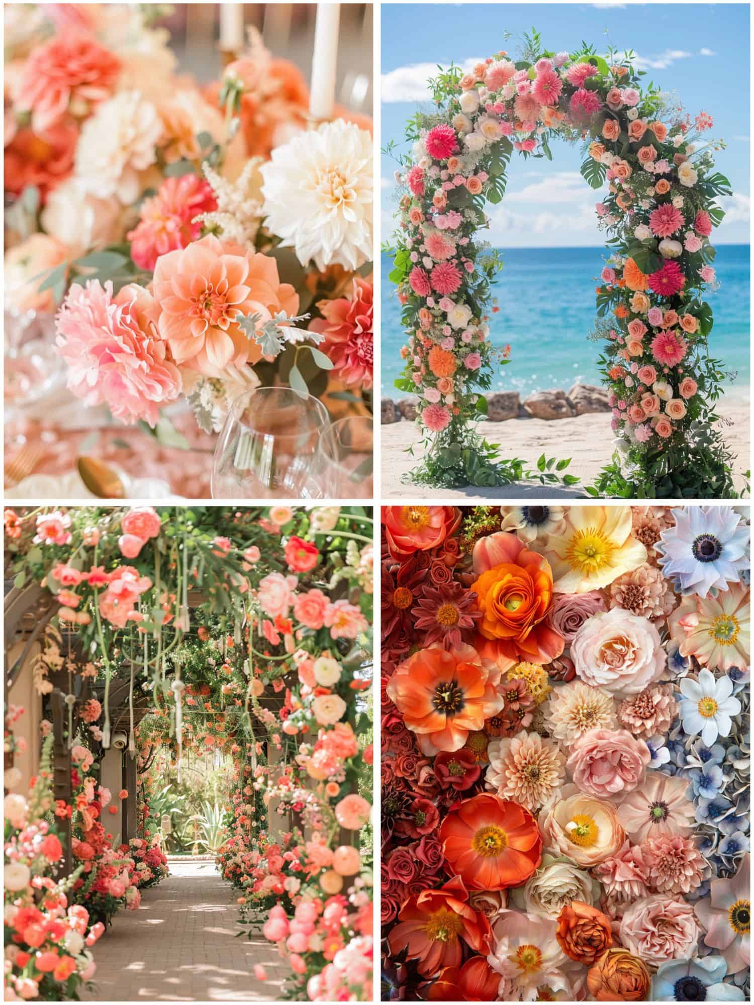 coral wedding theme ideas for floral decor