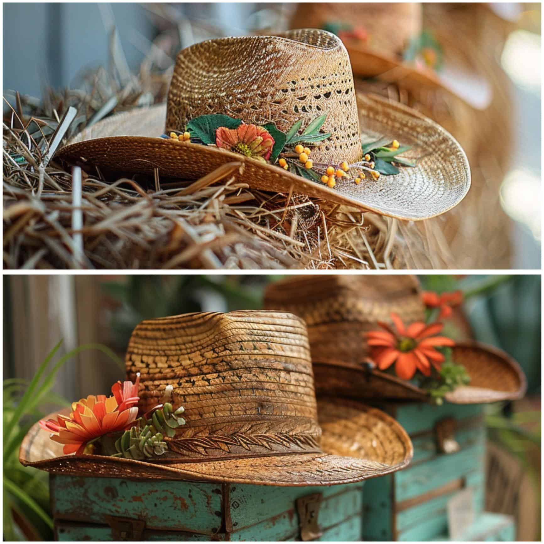 cowboy hats as props for a photobooth