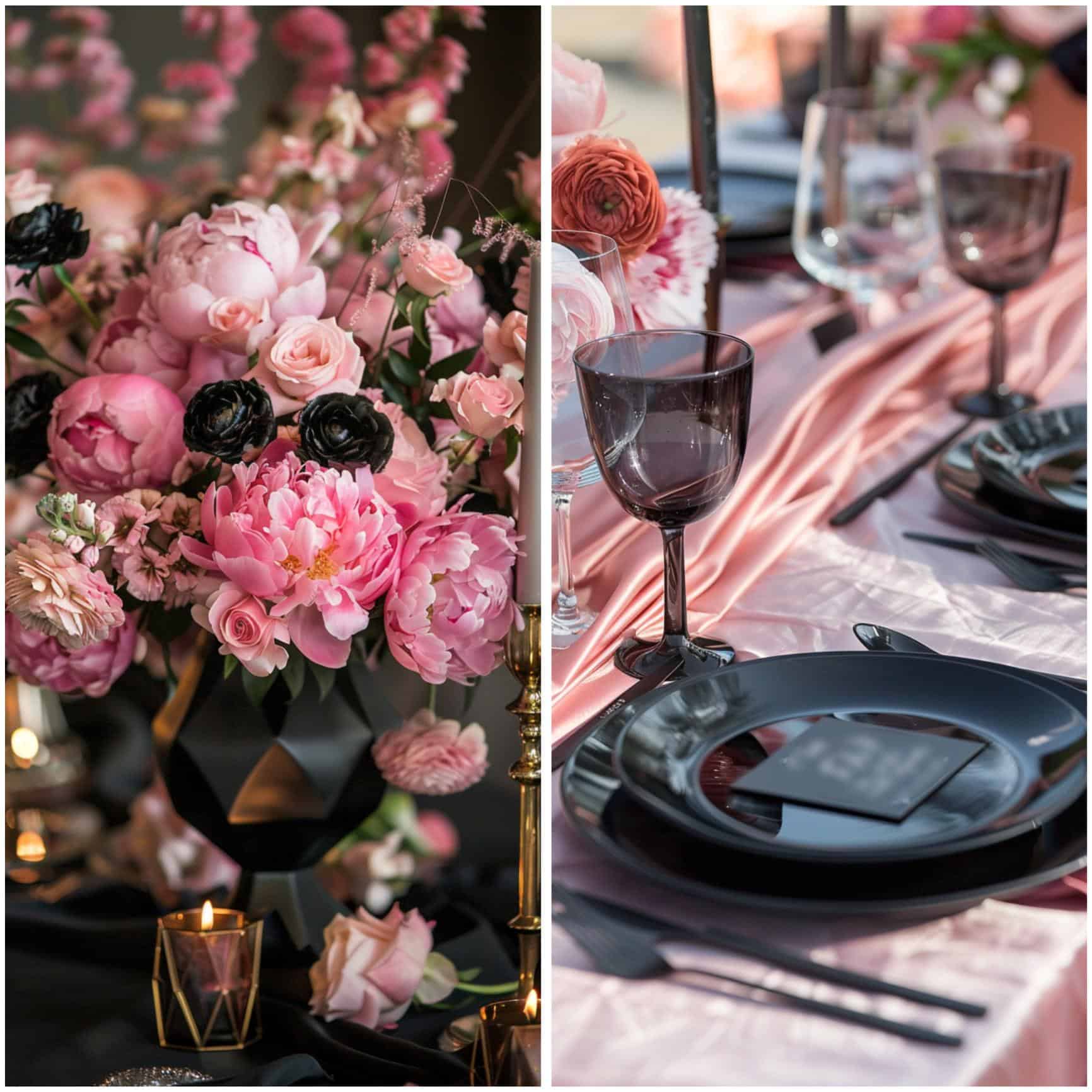decor for a black and pink wedding