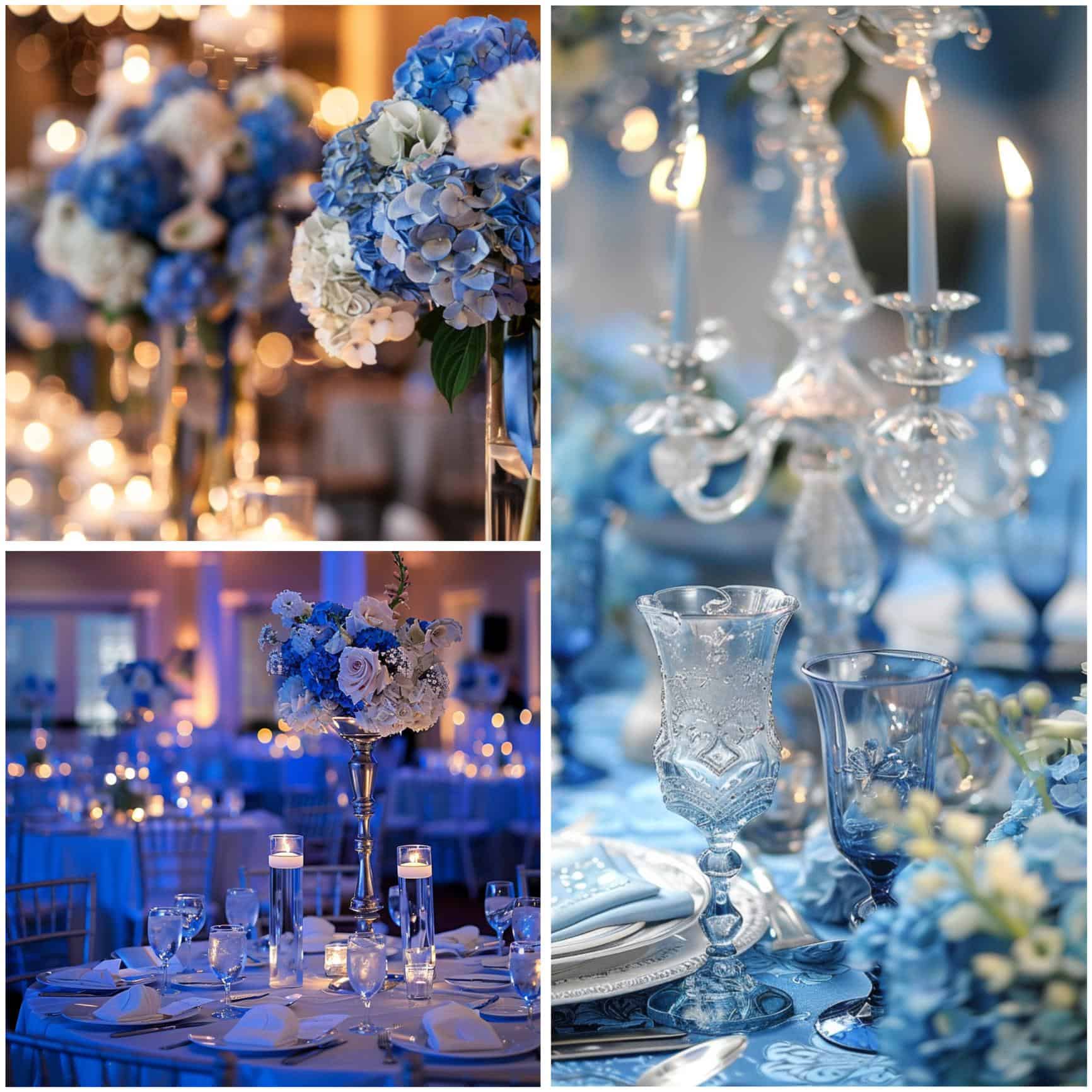 decor for a blue and silver wedding