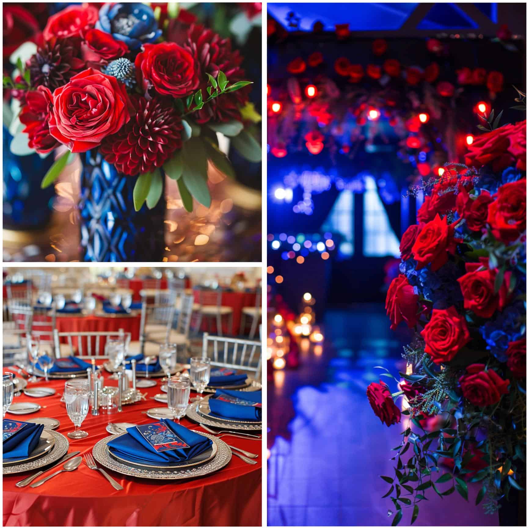 decor for a red and blue wedding