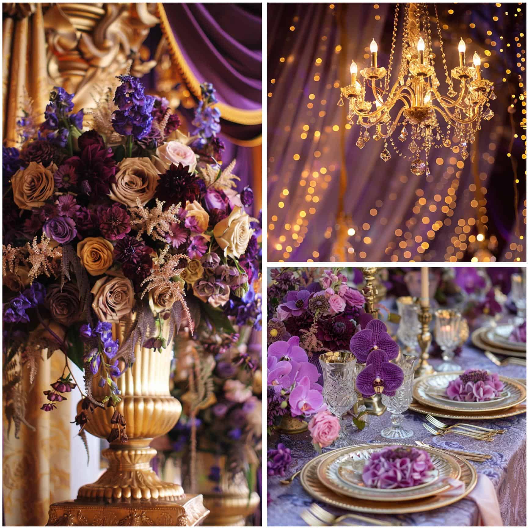 decor for a royal purple and gold wedding