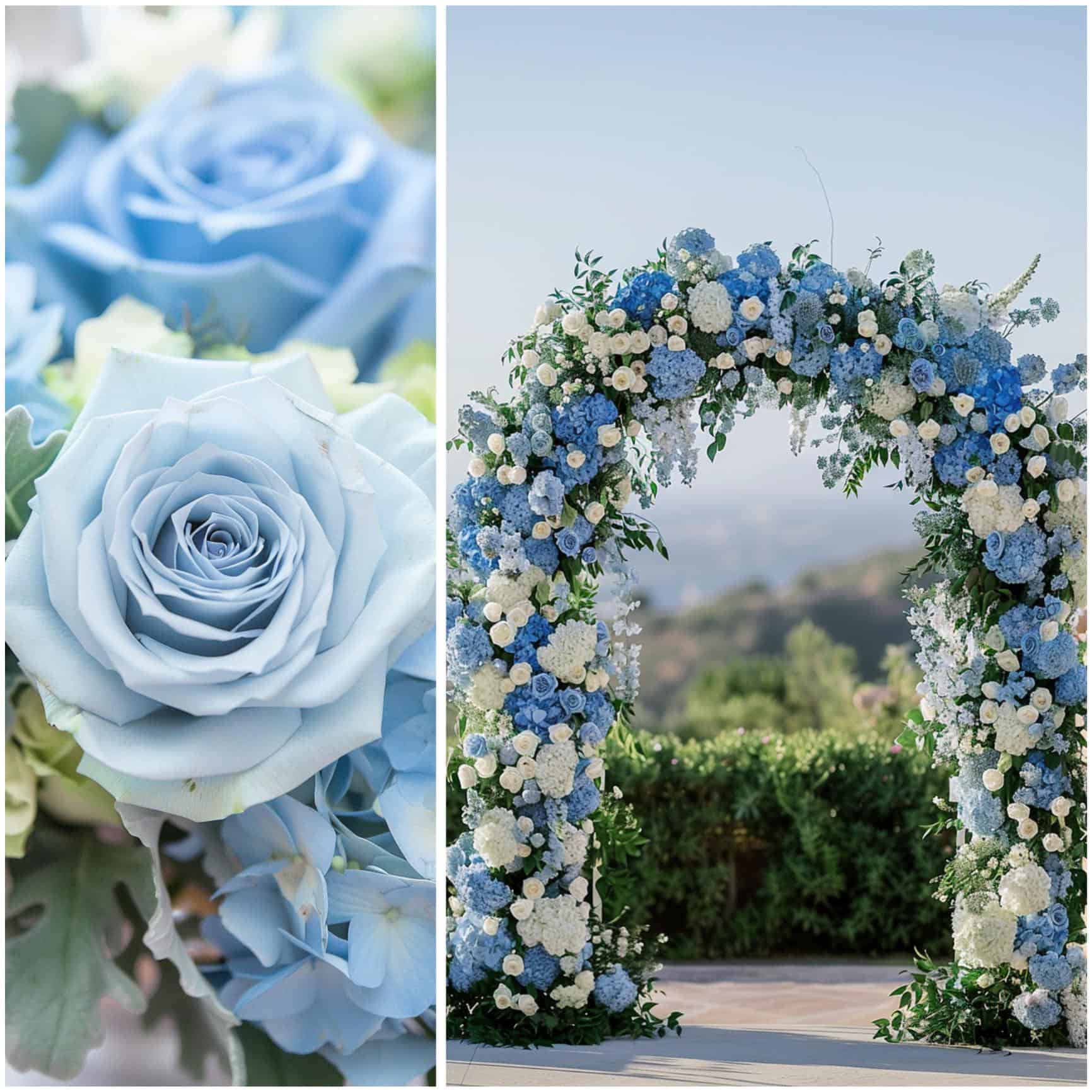 dusty blue wedding theme ideas for flowers